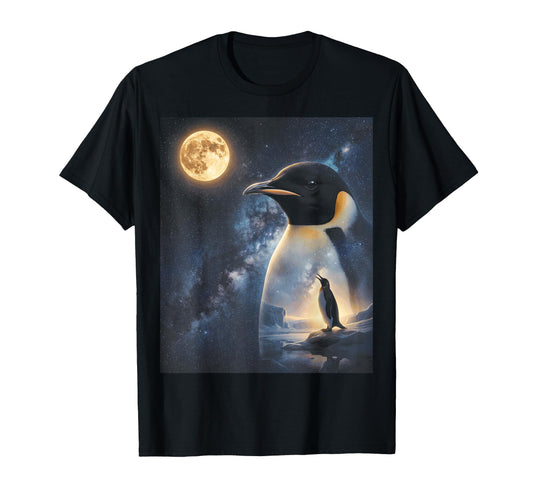 90S Penguin Howling Moon Y2K Aesthetic T-Shirt - Minimalist Print Unisex - T-Shirt, Sweatshirt, Hoodie