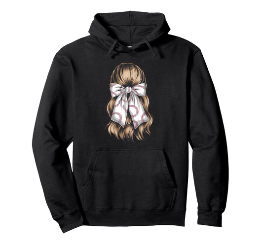 Baseball Coquette Bow Baseball Player Hoodie - Novelty Apparel for Adults - T-Shirt, Sweatshirt, Hoodie
