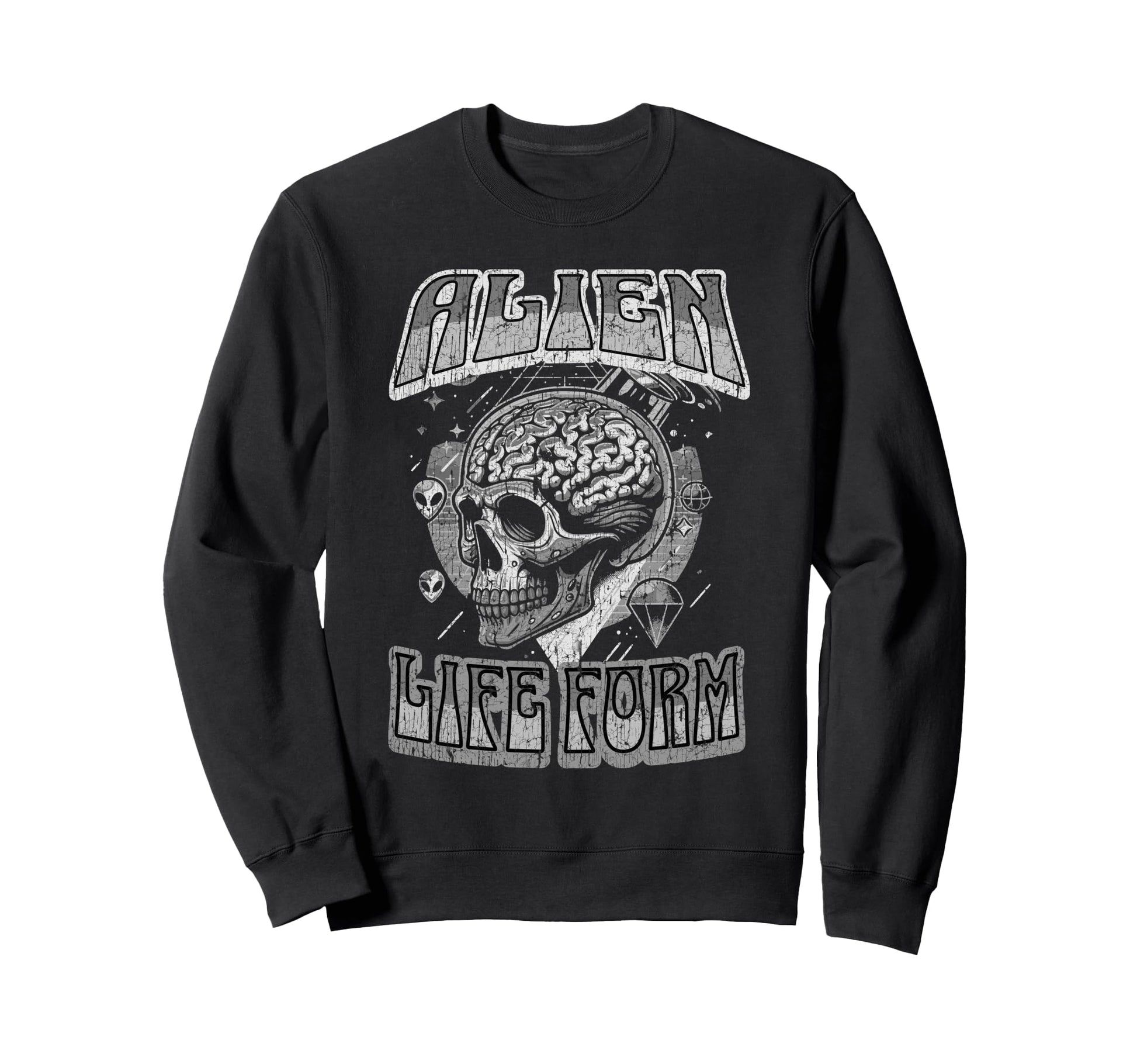 Alien Life Form Alien Head 60S Sweatshirt - Novelty Apparel for Adults - T-Shirt, Sweatshirt, Hoodie