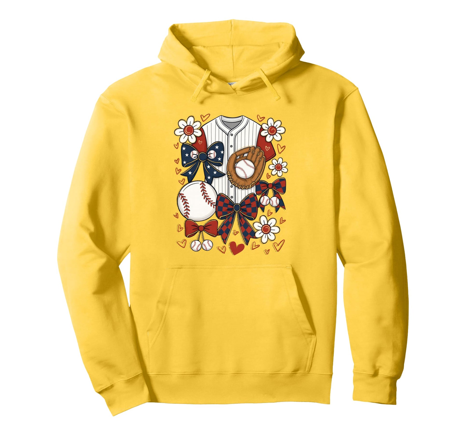Coquette Baseball Glove Ball And Bow Hoodie - Aesthetic Graphic Men Women - T-Shirt, Sweatshirt, Hoodie