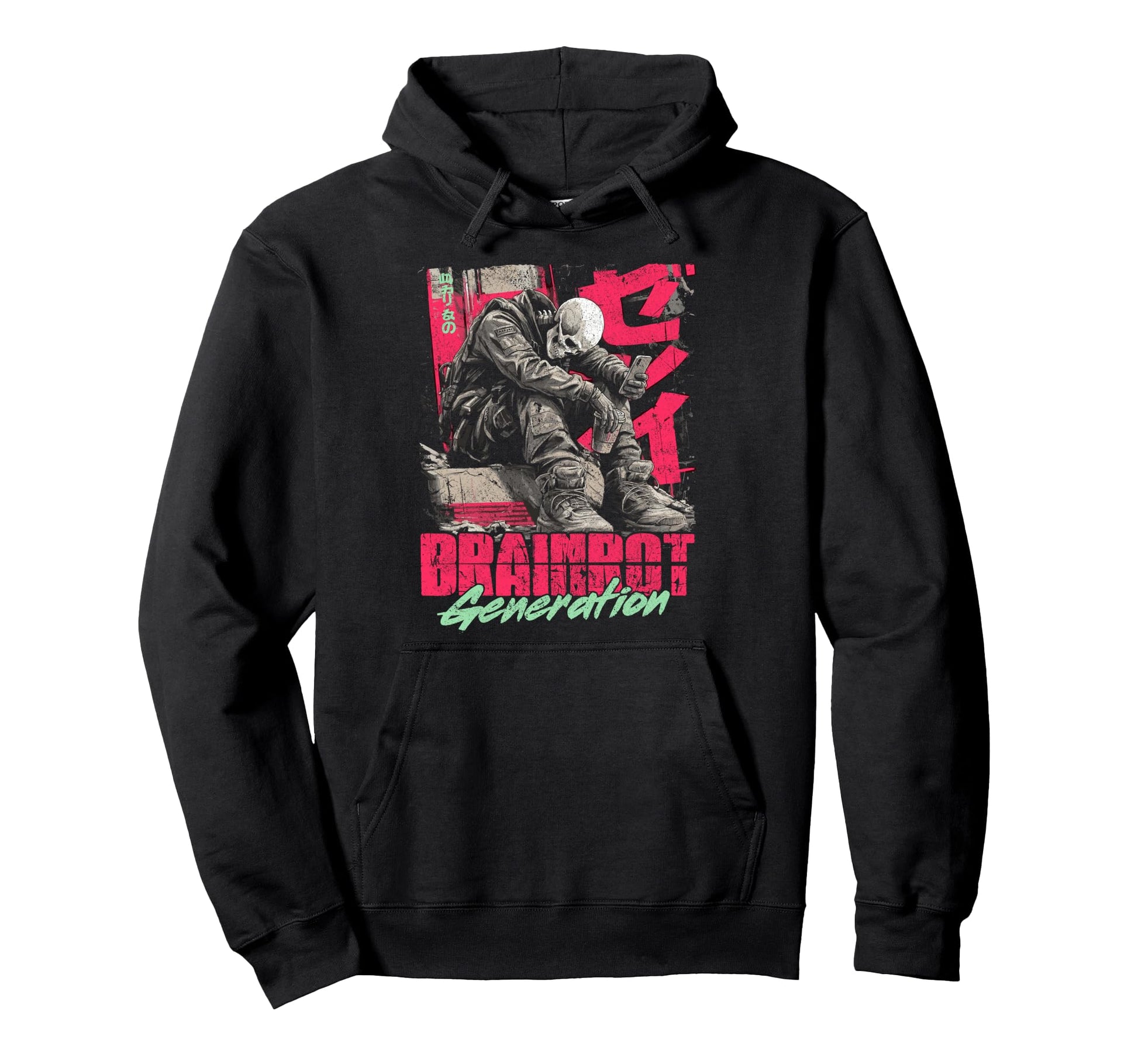 Japanese Streetwear Brainrot Skeleton Hoodie - Unique Graphic Unisex - T-Shirt, Sweatshirt, Hoodie