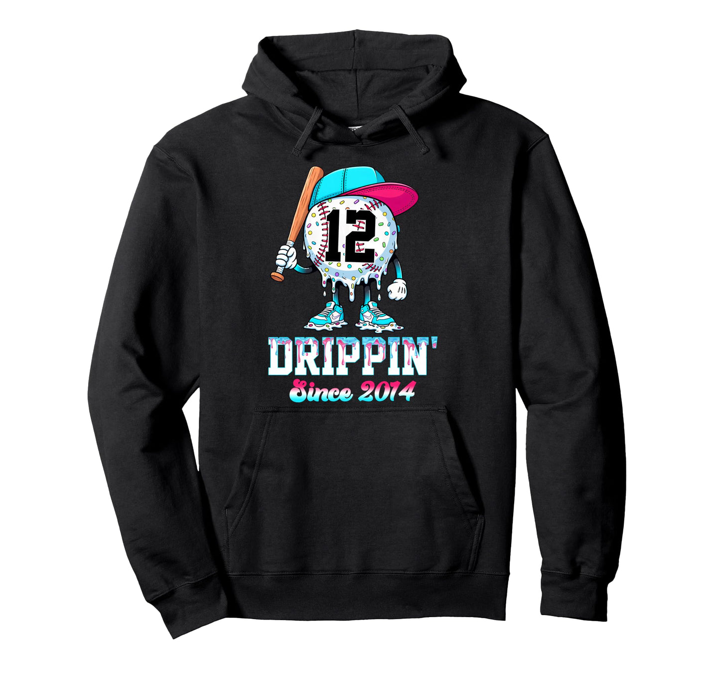 12 Years Old Since 2014 Ice Cream Drip Hoodie - Fun Novelty Design Unisex - T-Shirt, Sweatshirt, Hoodie