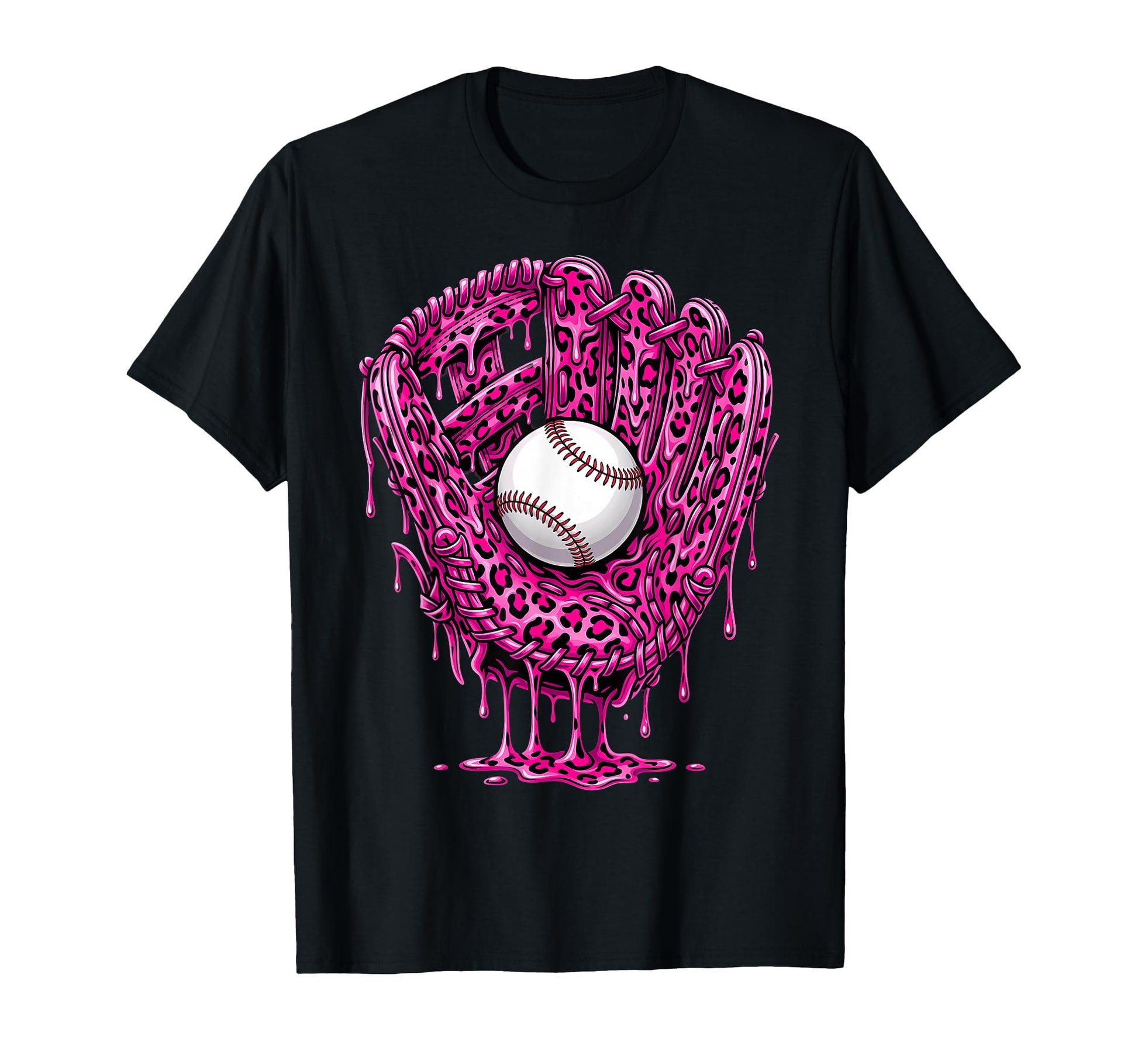Leopard Baseball Drip Baseball T-Shirt - Aesthetic Graphic for Adults - T-Shirt, Sweatshirt, Hoodie