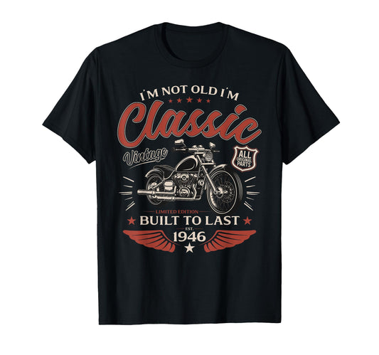 80Th Birthday Gift Motorcycle T-Shirt - Graphic Print for Adults - T-Shirt, Sweatshirt, Hoodie