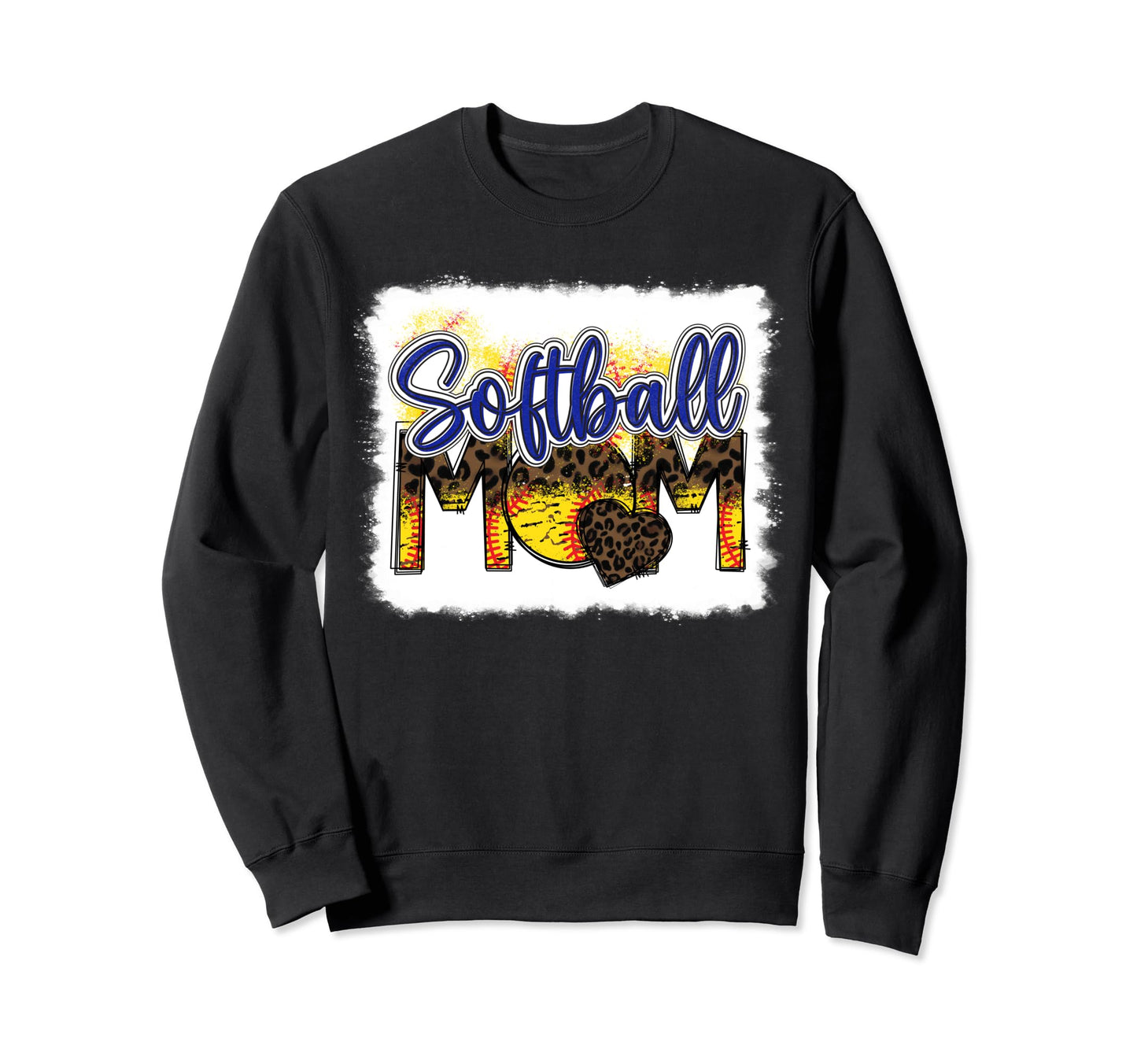 Bleached Softball Mom Leopard Sweatshirt - Casual Everyday Wear Men Women - T-Shirt, Sweatshirt, Hoodie