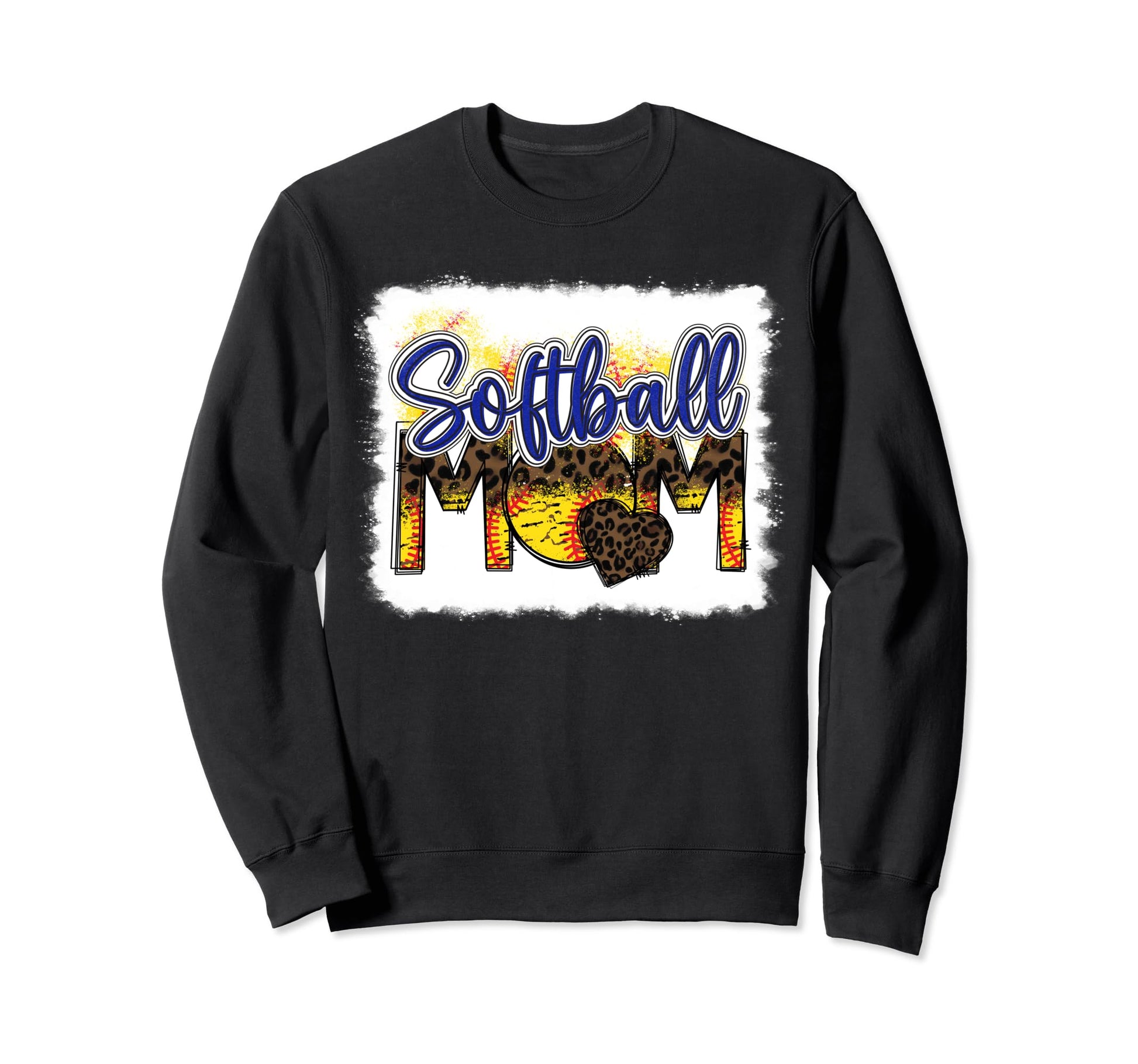 Bleached Softball Mom Leopard Sweatshirt - Casual Everyday Wear Men Women - T-Shirt, Sweatshirt, Hoodie
