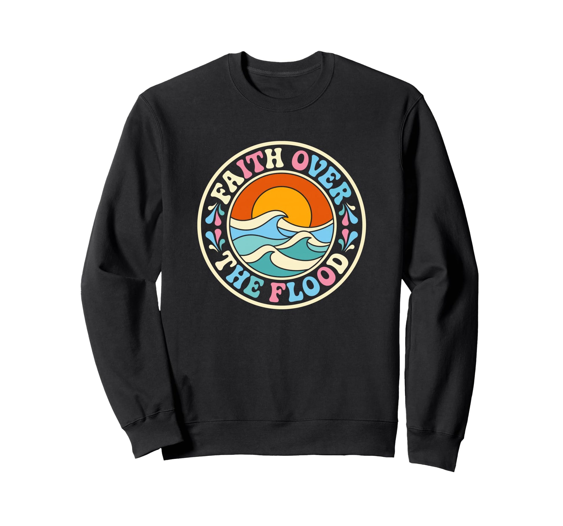 Faith Over Flood Christian Aesthetic Sweatshirt - Graphic Print for Adults - T-Shirt, Sweatshirt, Hoodie