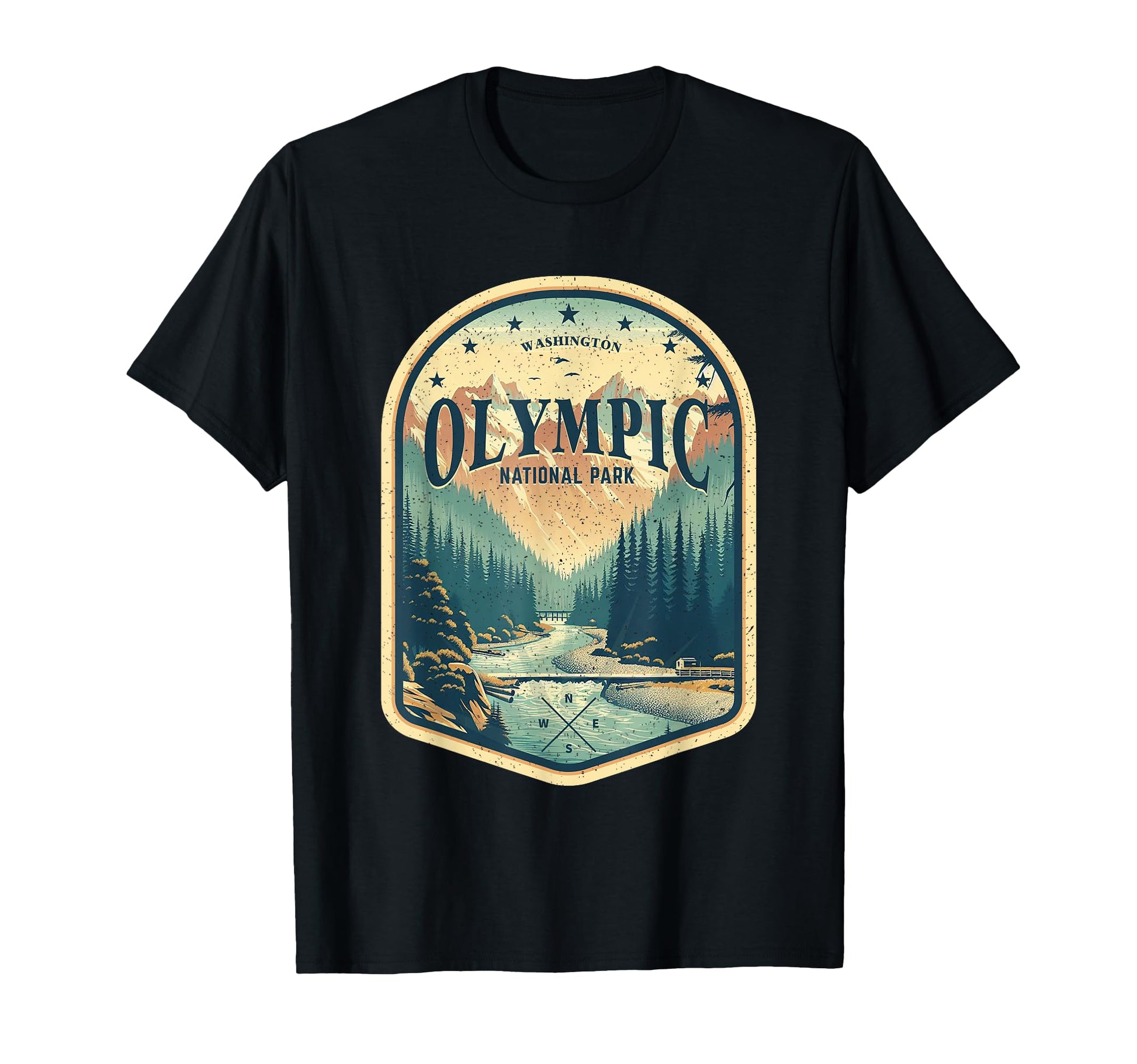 Olympic National Park Compass And Stars T-Shirt - Unique Graphic Unisex - T-Shirt, Sweatshirt, Hoodie