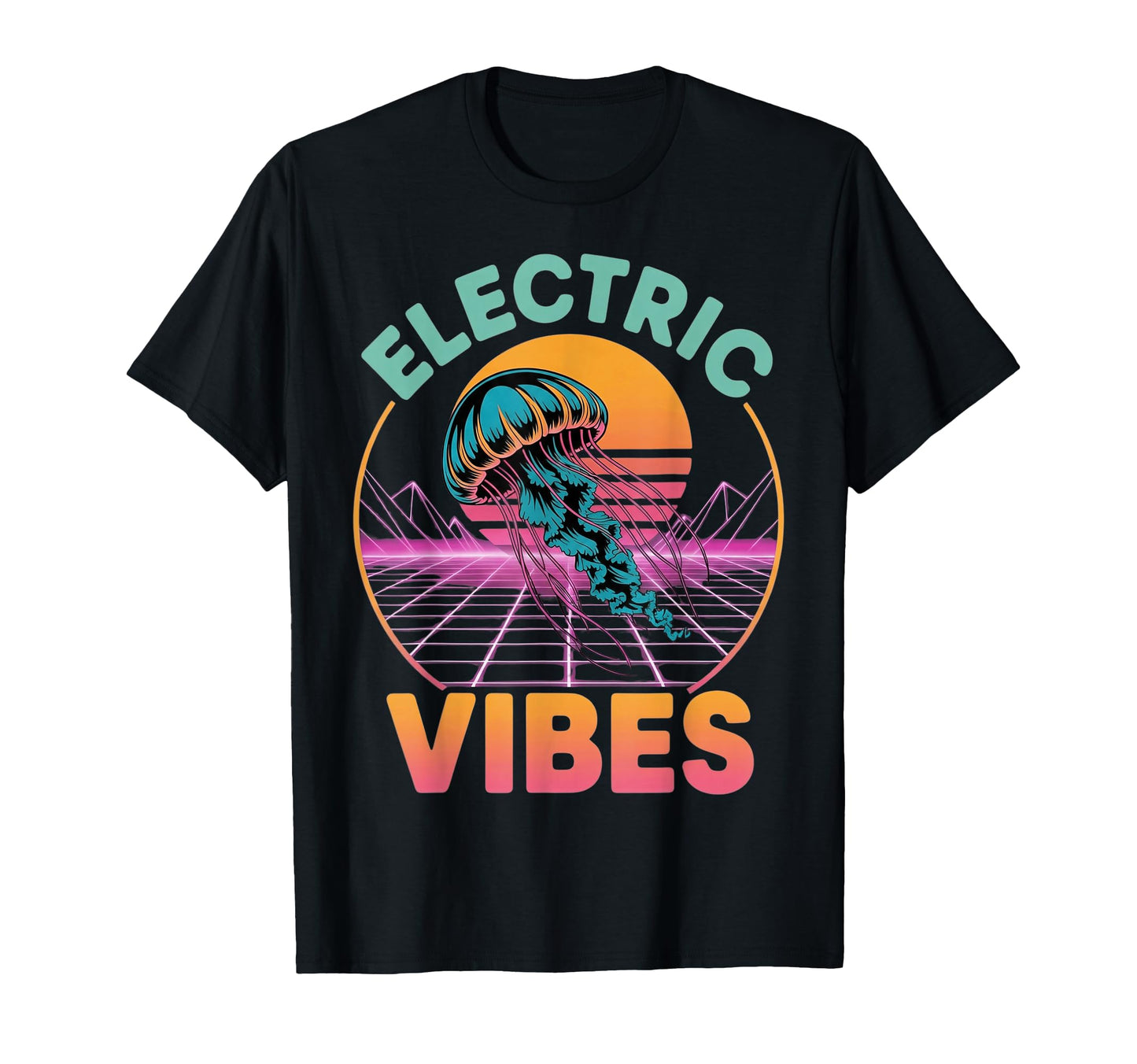 Electric Vibes Jellyfish 80S T-Shirt - Novelty Apparel for Adults - T-Shirt, Sweatshirt, Hoodie