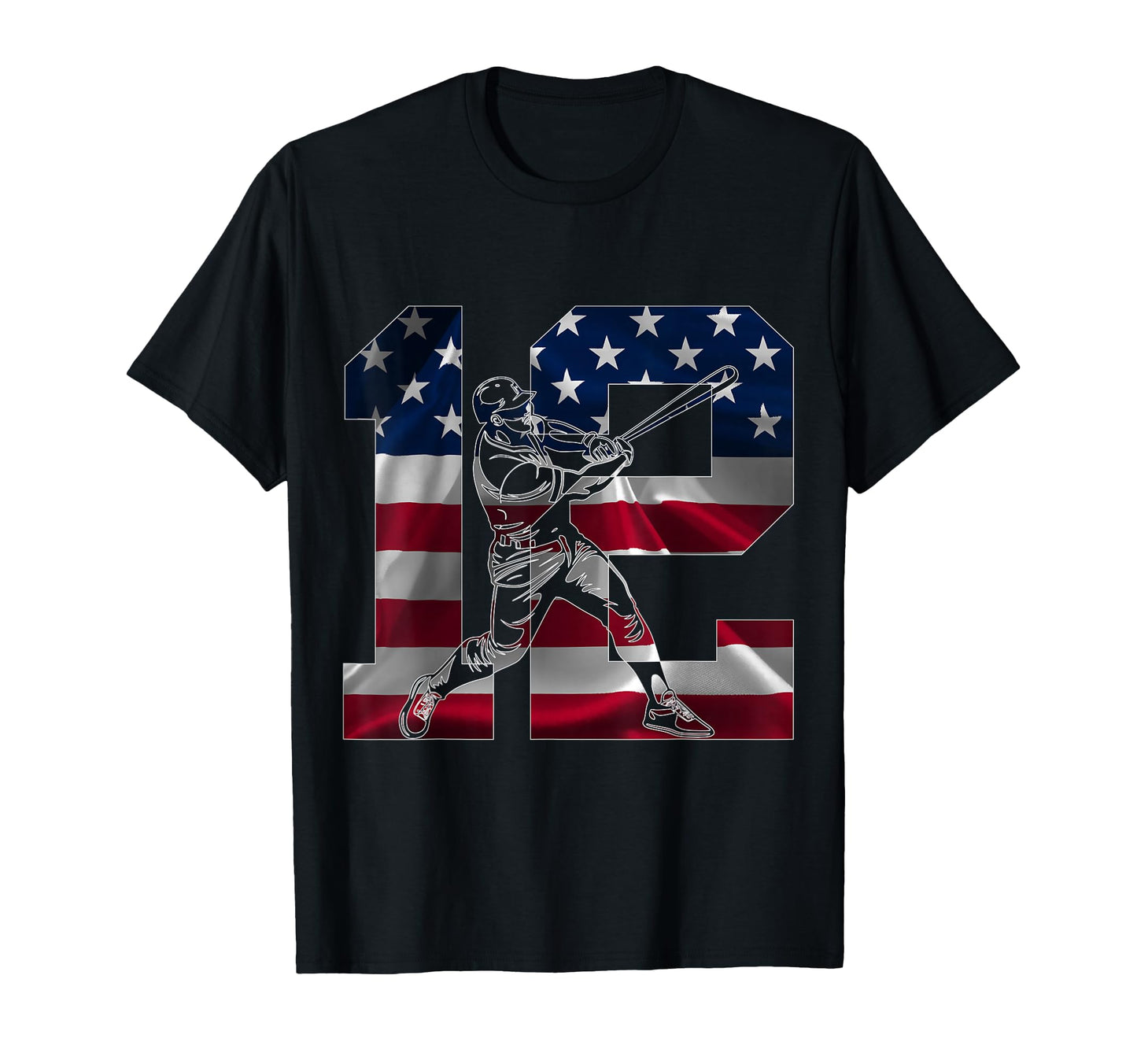 Number 12 Years Baseball 12Th T-Shirt - Minimalist Print for Adults - T-Shirt, Sweatshirt, Hoodie