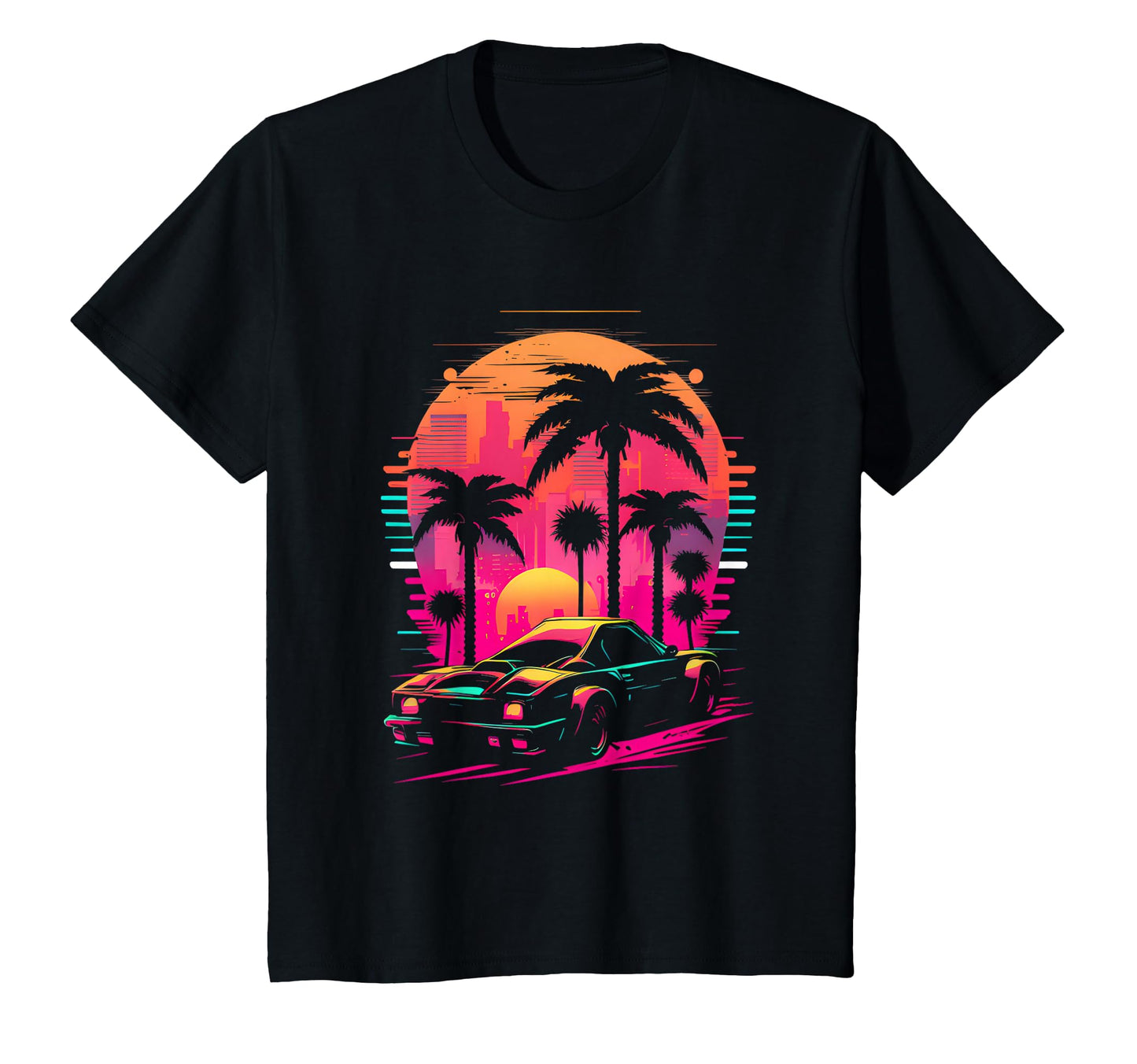 Retrowave Synthwave Aesthetic Sports Car T-Shirt - Graphic Print Men Women - T-Shirt, Sweatshirt, Hoodie