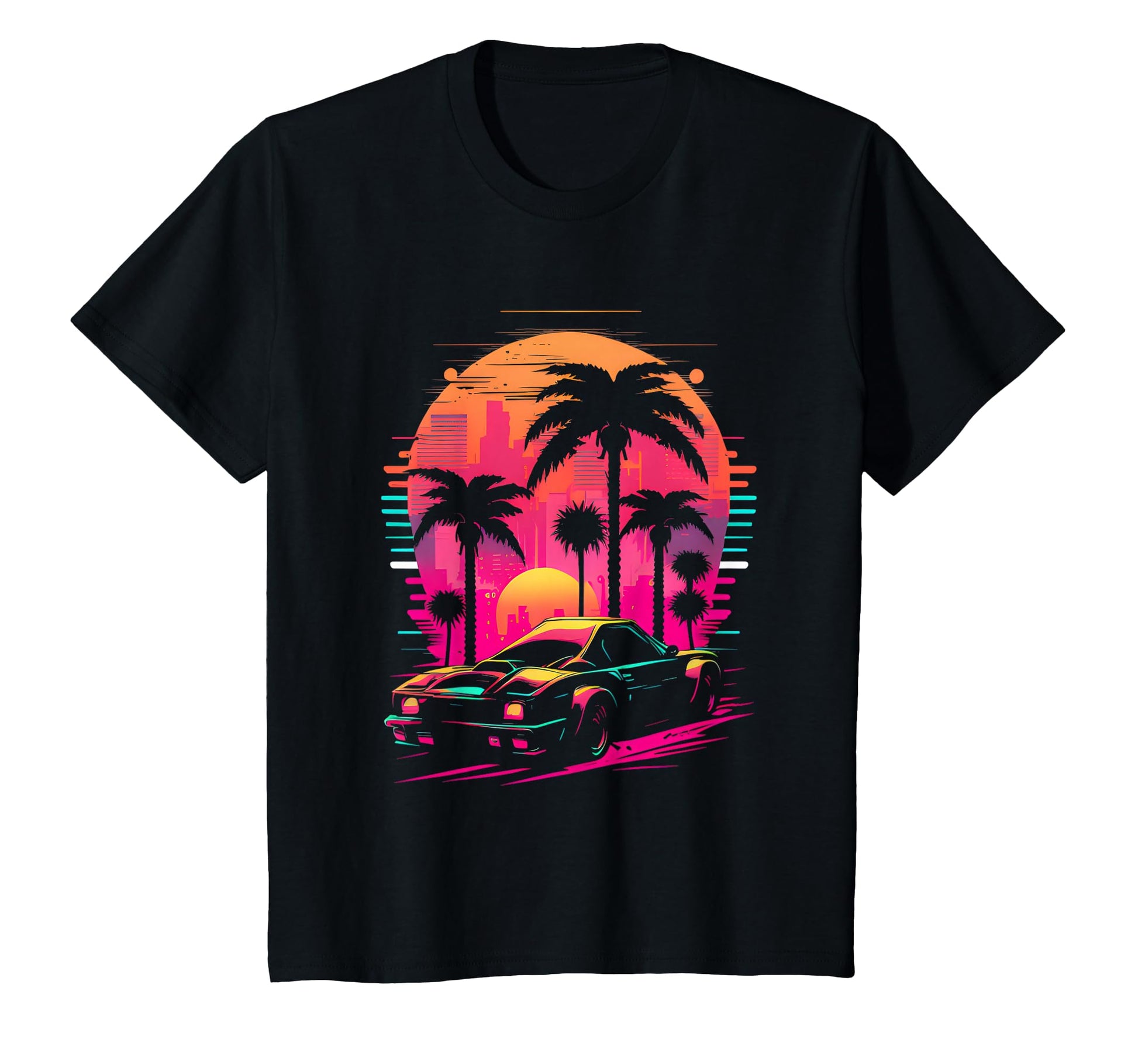 Retrowave Synthwave Aesthetic Sports Car T-Shirt - Graphic Print Men Women - T-Shirt, Sweatshirt, Hoodie