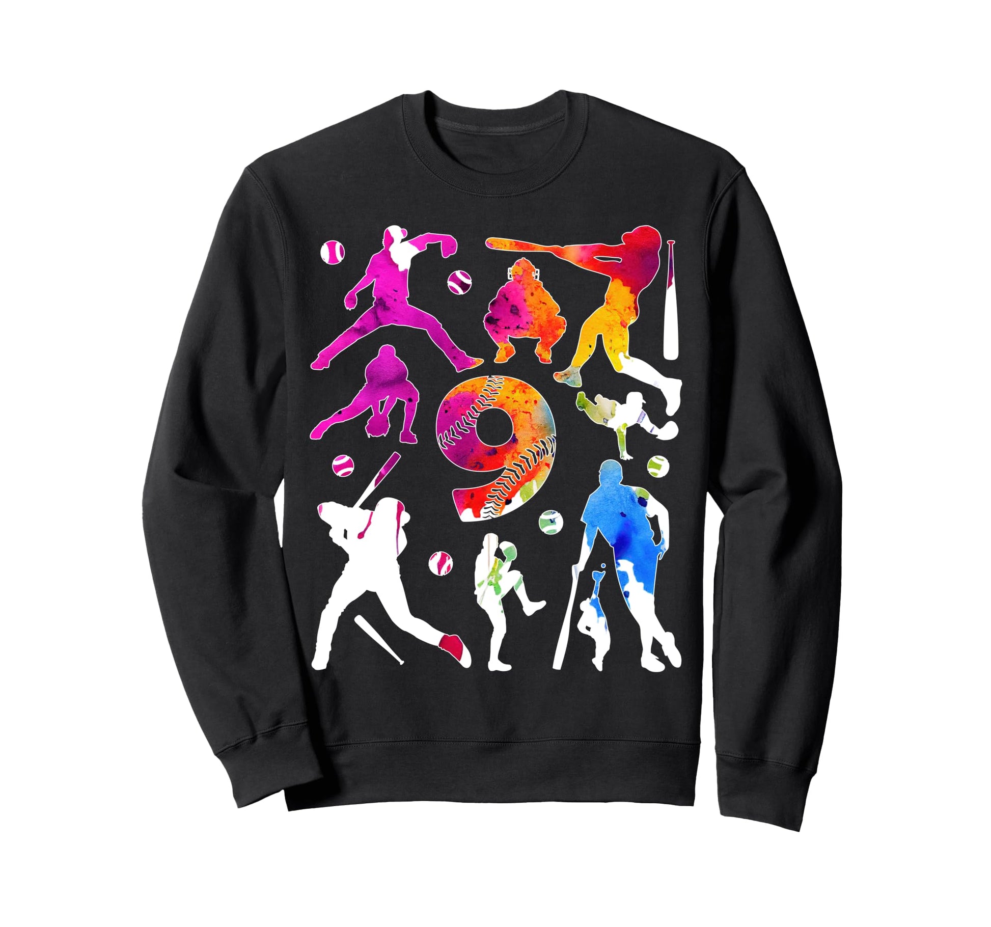 Number 9 Years Baseball 9Th Birthday Sweatshirt - Graphic Print Unisex - T-Shirt, Sweatshirt, Hoodie