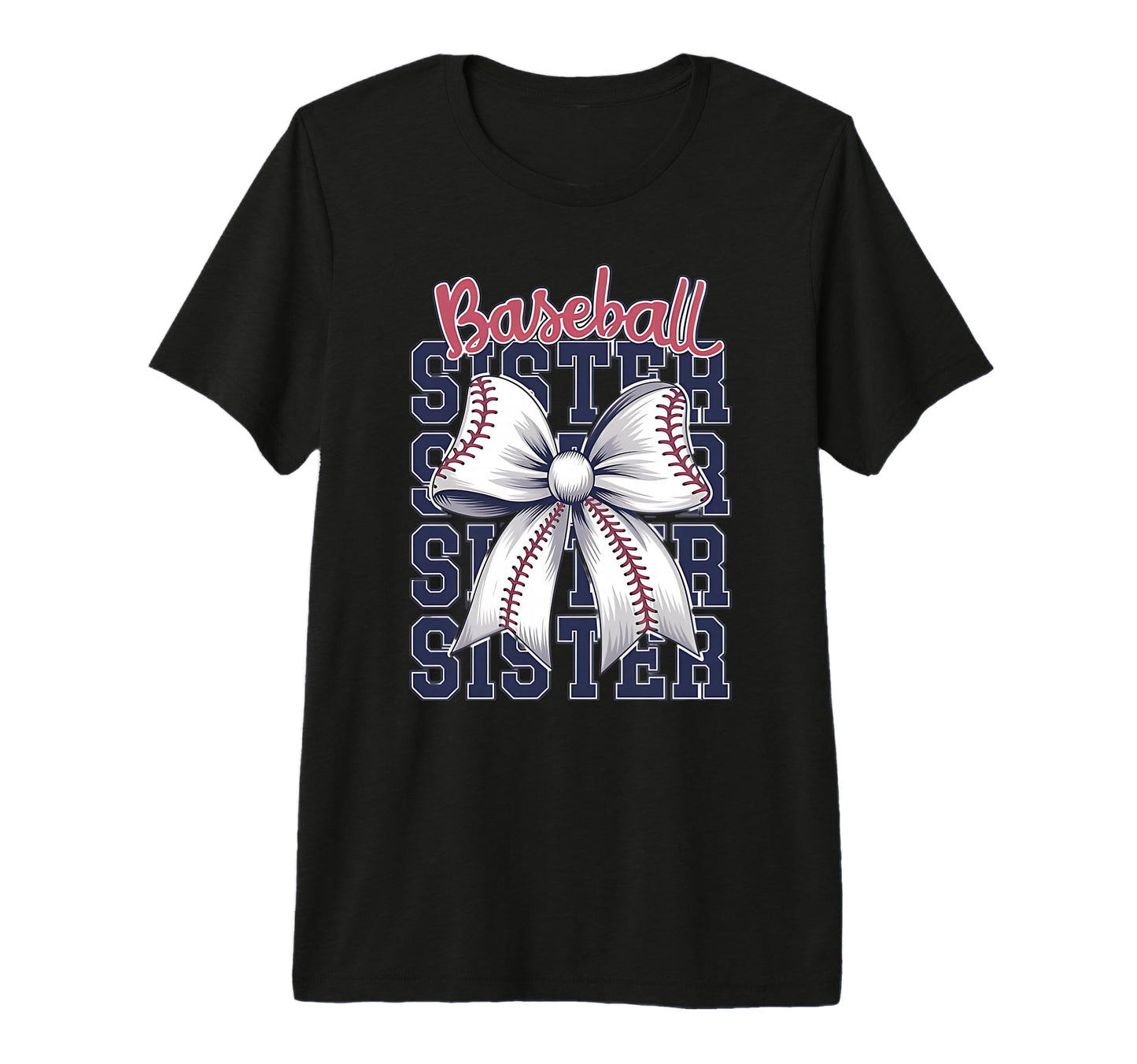 Baseball Sister Coquette Bow Tri Blend T-Shirt - Graphic Print for Adults - T-Shirt, Sweatshirt, Hoodie