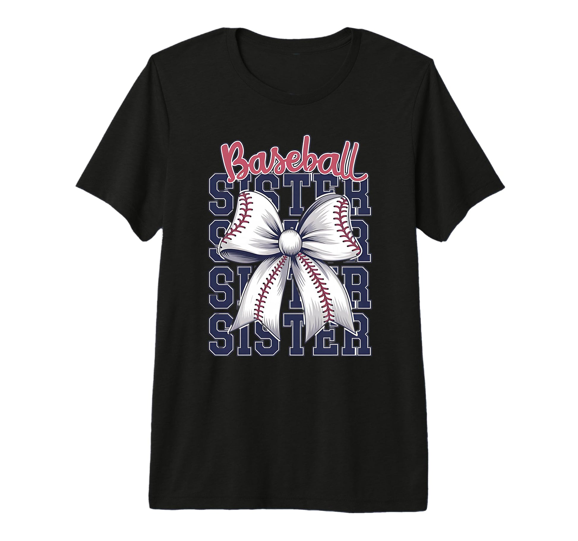 Baseball Sister Coquette Bow Tri Blend T-Shirt - Graphic Print for Adults - T-Shirt, Sweatshirt, Hoodie