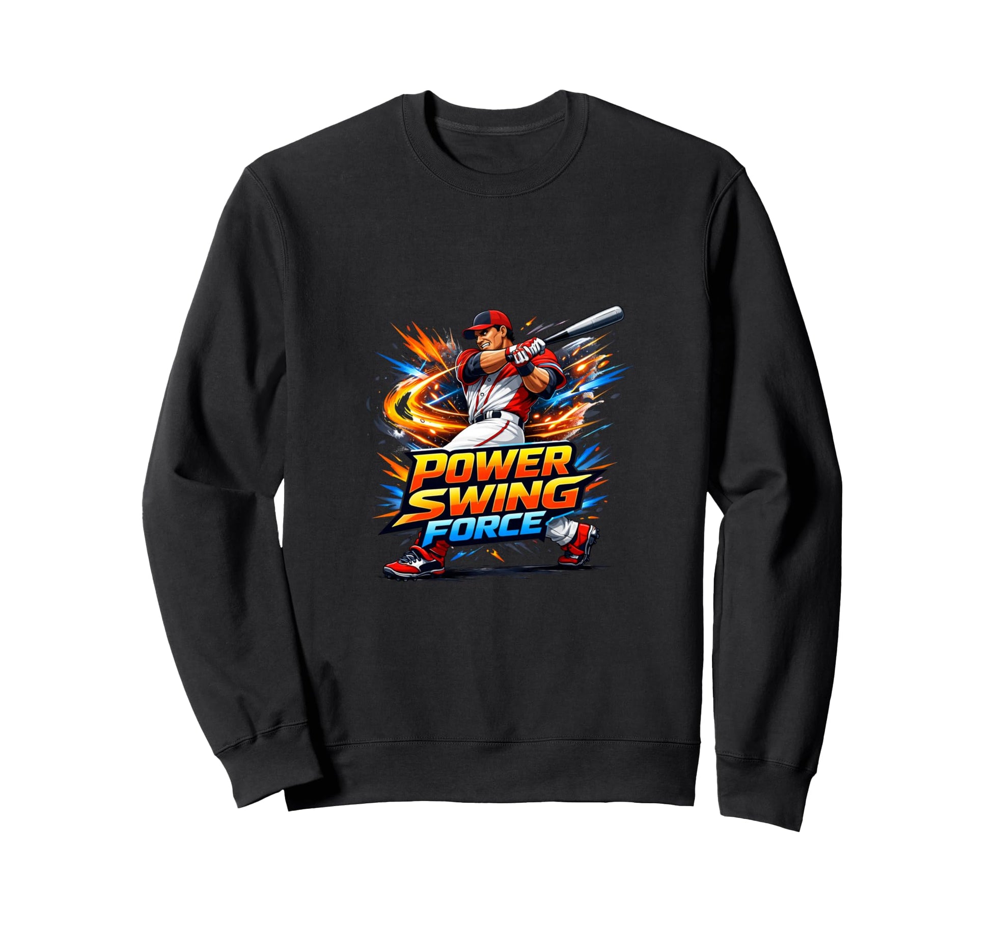 Power Swing Force Baseball Action Player Sweatshirt - Trendy Graphic Unisex - T-Shirt, Sweatshirt, Hoodie
