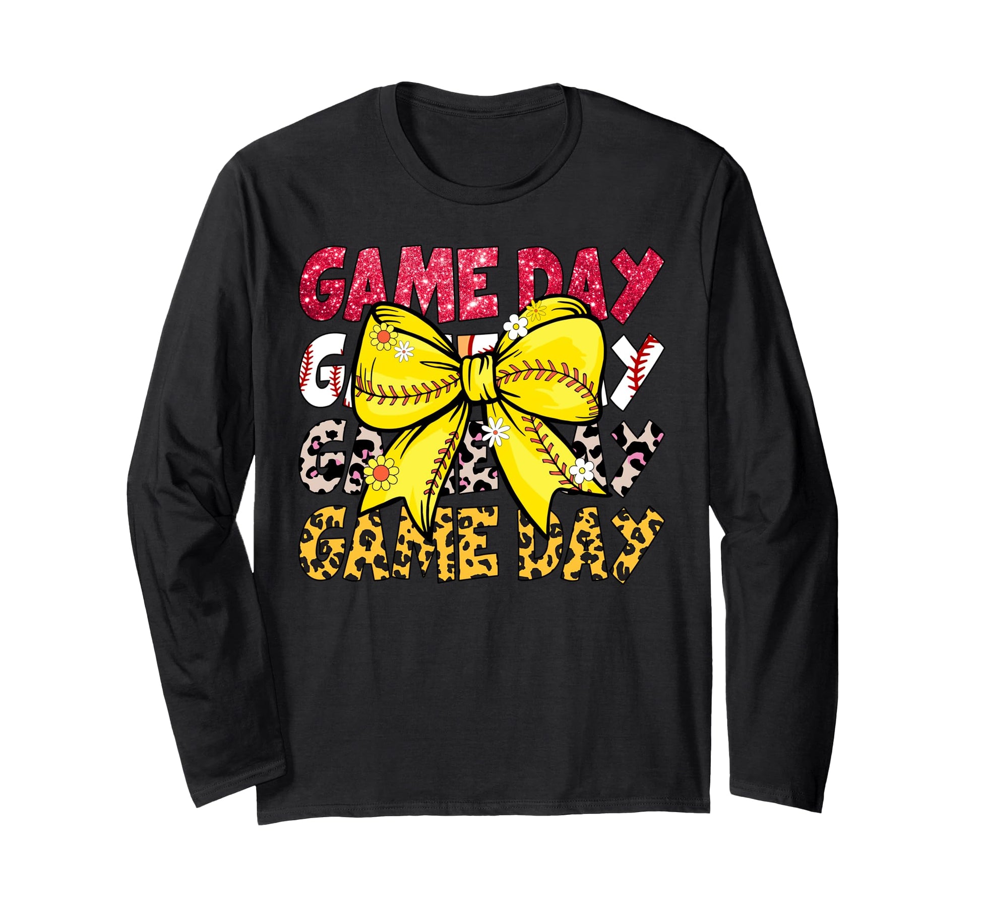 Game Day Baseball Bow Softball Ribbon T-Shirt - Aesthetic Graphic Unisex - T-Shirt, Sweatshirt, Hoodie