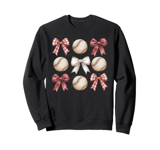 Baseball Coquette Bow Mom Sister Sweatshirt - Fun Novelty Design Men Women - T-Shirt, Sweatshirt, Hoodie
