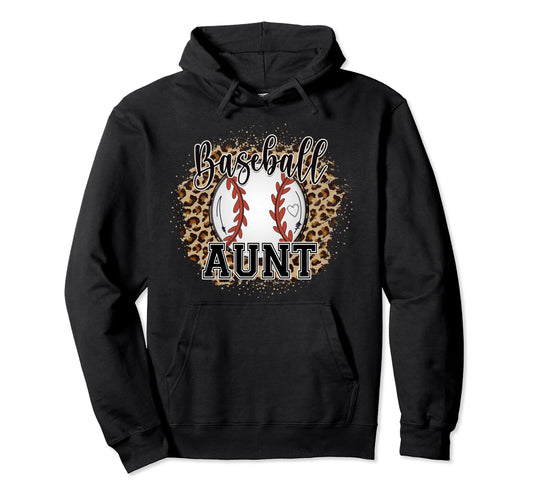 Baseball Aunt Leopard Cheetah Hoodie - Casual Everyday Wear for Adults - T-Shirt, Sweatshirt, Hoodie