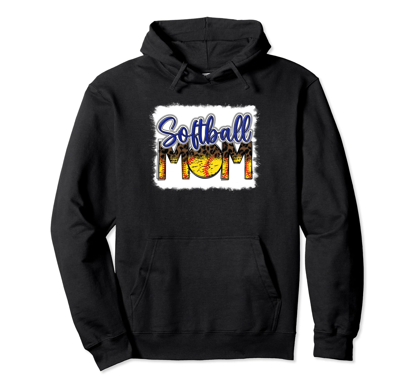 Bleached Softball Mom Leopard Funny Hoodie - Aesthetic Graphic Unisex - T-Shirt, Sweatshirt, Hoodie