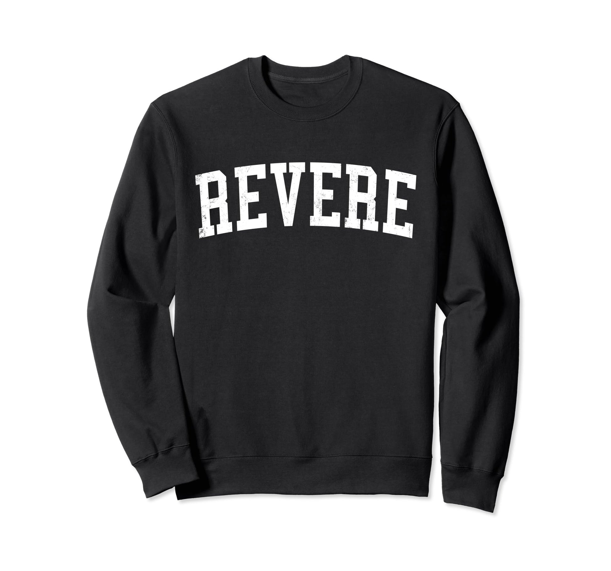 Revere Ma Distressed White Varsity Sweatshirt - Aesthetic Graphic Men Women - T-Shirt, Sweatshirt, Hoodie
