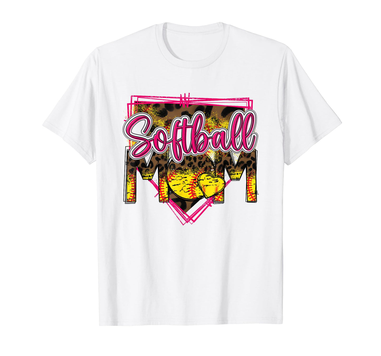 Softball Mom Leopard Funny Softball T-Shirt - Trendy Graphic for Adults - T-Shirt, Sweatshirt, Hoodie