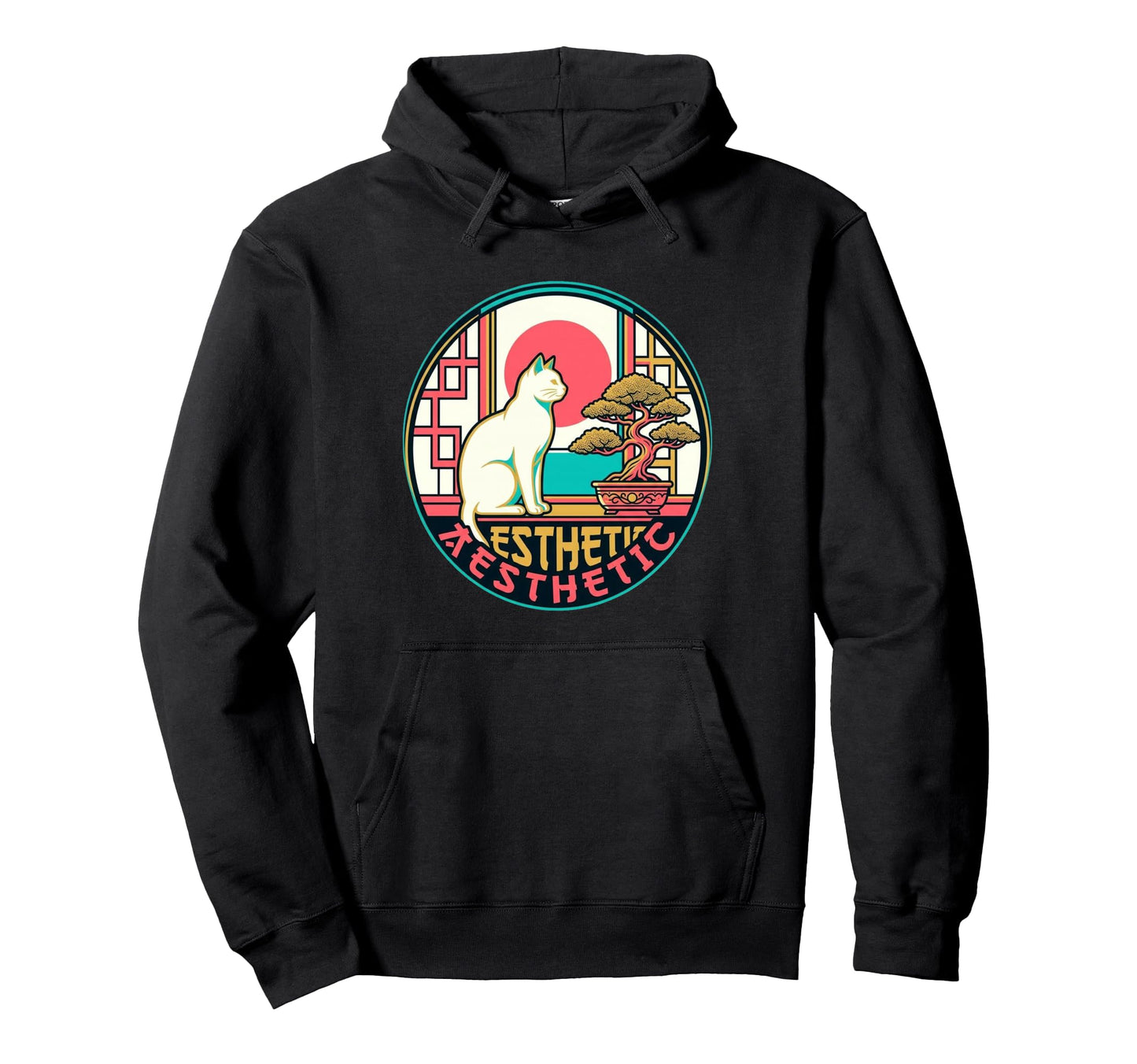 Aesthetic Lofi Cat Window Ukiyo E Art Hoodie - Trendy Graphic for Adults - T-Shirt, Sweatshirt, Hoodie