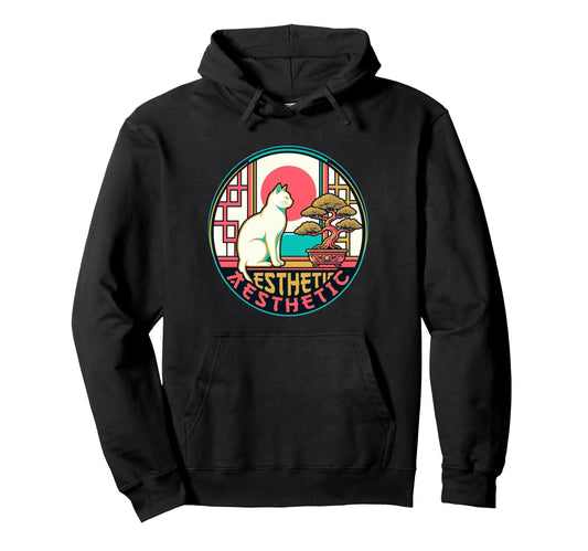 Aesthetic Lofi Cat Window Ukiyo E Art Hoodie - Trendy Graphic for Adults - T-Shirt, Sweatshirt, Hoodie