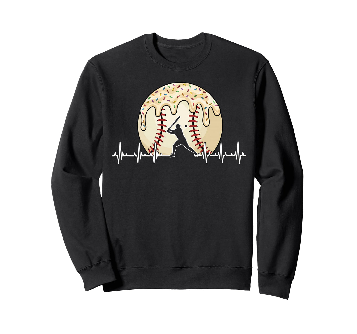 Ice Cream Drip Baseball Heartbeat Sweatshirt - Unique Graphic Men Women - T-Shirt, Sweatshirt, Hoodie