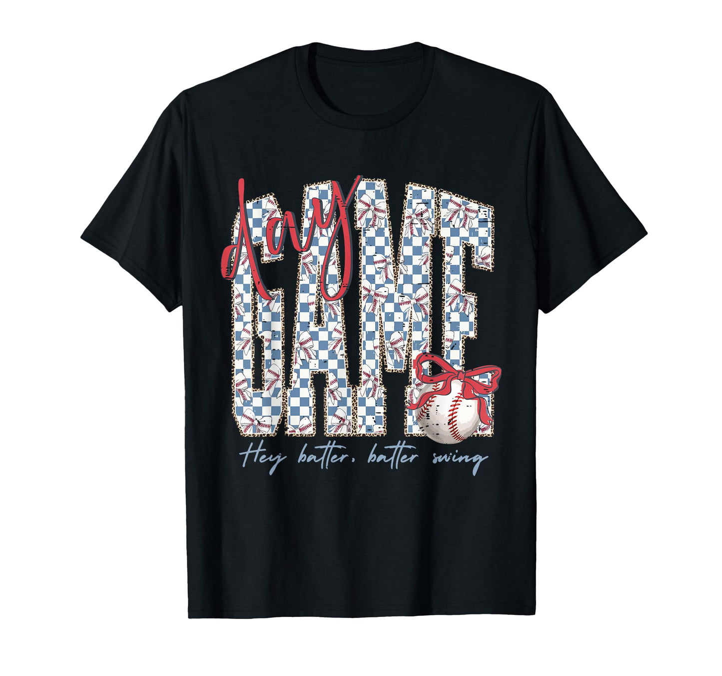 Checkered Bow Baseball Hey Batter Batter T-Shirt - Streetwear Style Unisex - T-Shirt, Sweatshirt, Hoodie