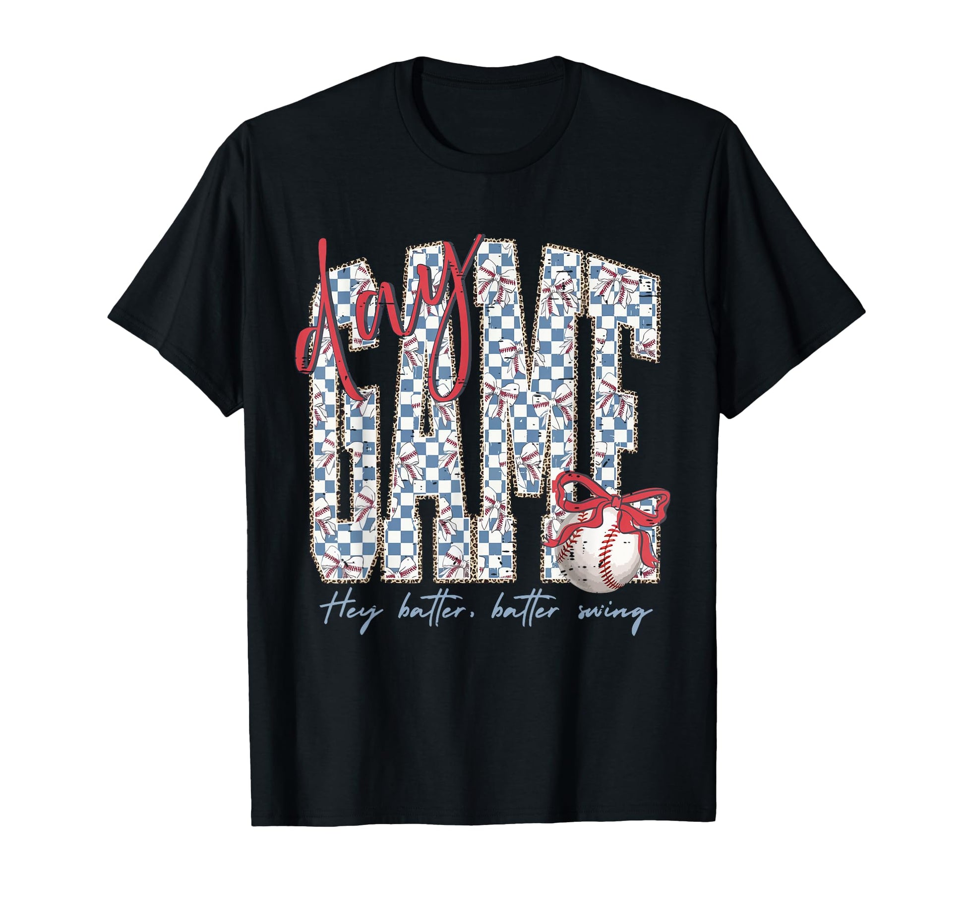 Checkered Bow Baseball Hey Batter Batter T-Shirt - Streetwear Style Unisex - T-Shirt, Sweatshirt, Hoodie