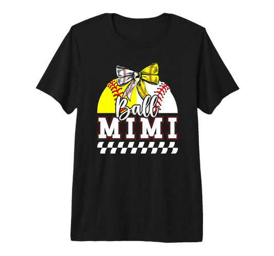 Ball Mimi Grandma Coquette Baseball T-Shirt - Custom Art Print Unisex - T-Shirt, Sweatshirt, Hoodie