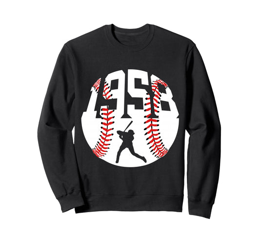1958 Baseball 68Th Birthday Sweatshirt - Minimalist Print for Adults - T-Shirt, Sweatshirt, Hoodie