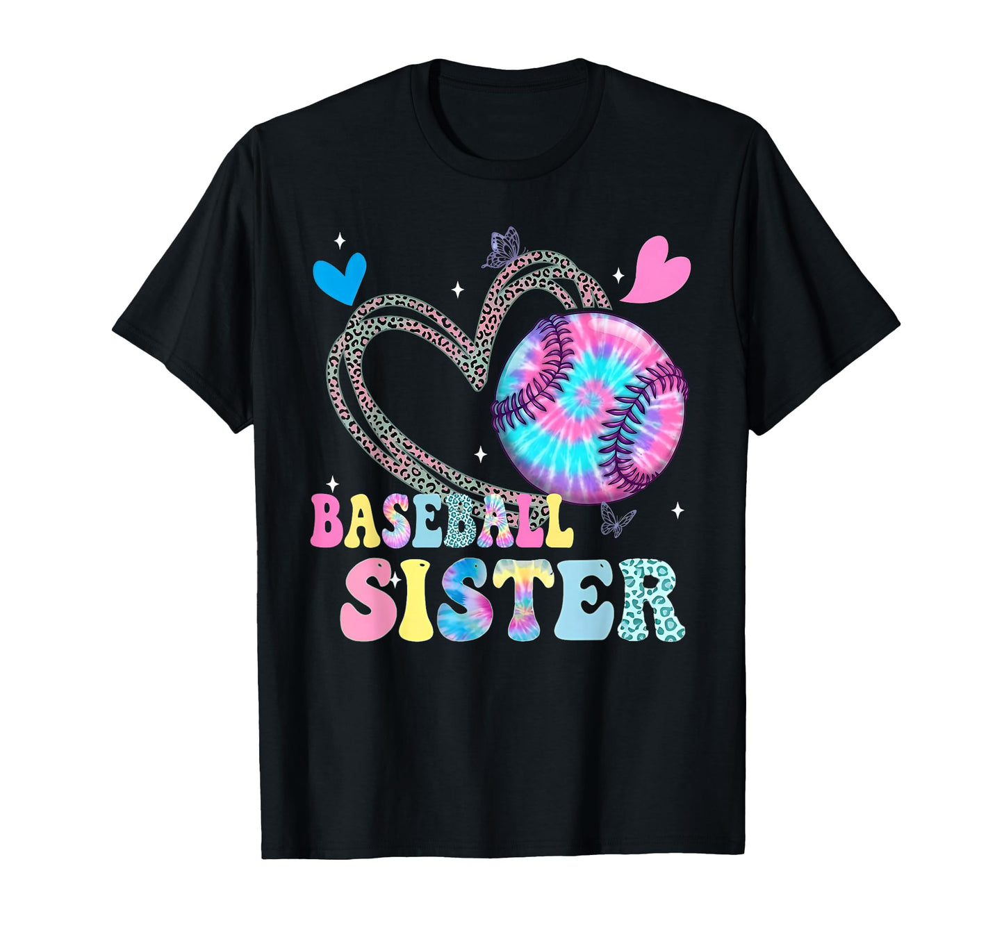 Baseball Sister Tie Dye Heart Ball T-Shirt - Streetwear Style Unisex - T-Shirt, Sweatshirt, Hoodie