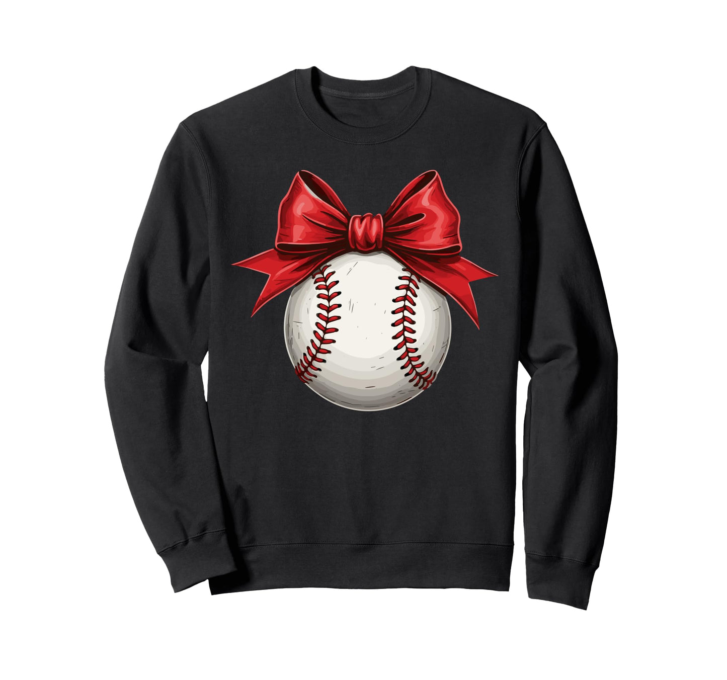 Baseball Red Coquette Bow Baseball Mom Sweatshirt - Unique Graphic Unisex - T-Shirt, Sweatshirt, Hoodie