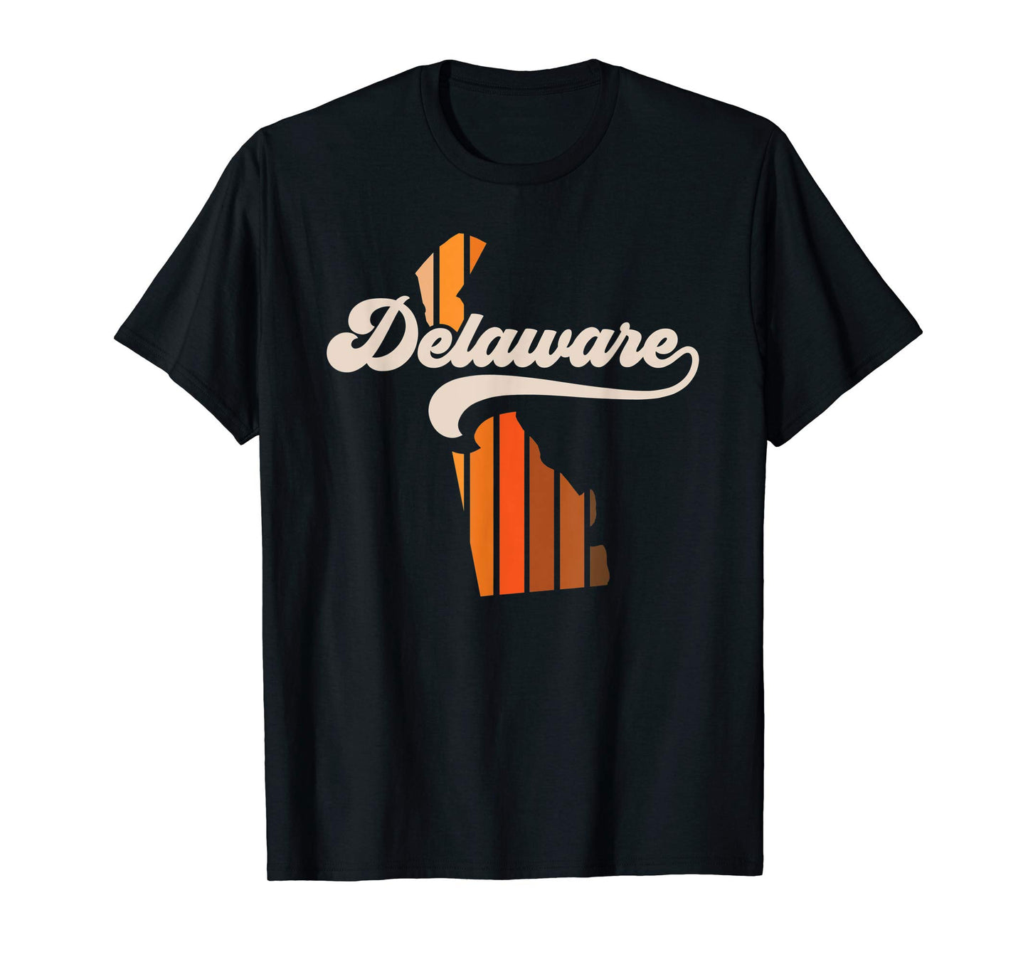 Delaware 70S Stripe State Silhouette T-Shirt - Custom Art Print Unisex - T-Shirt, Sweatshirt, Hoodie