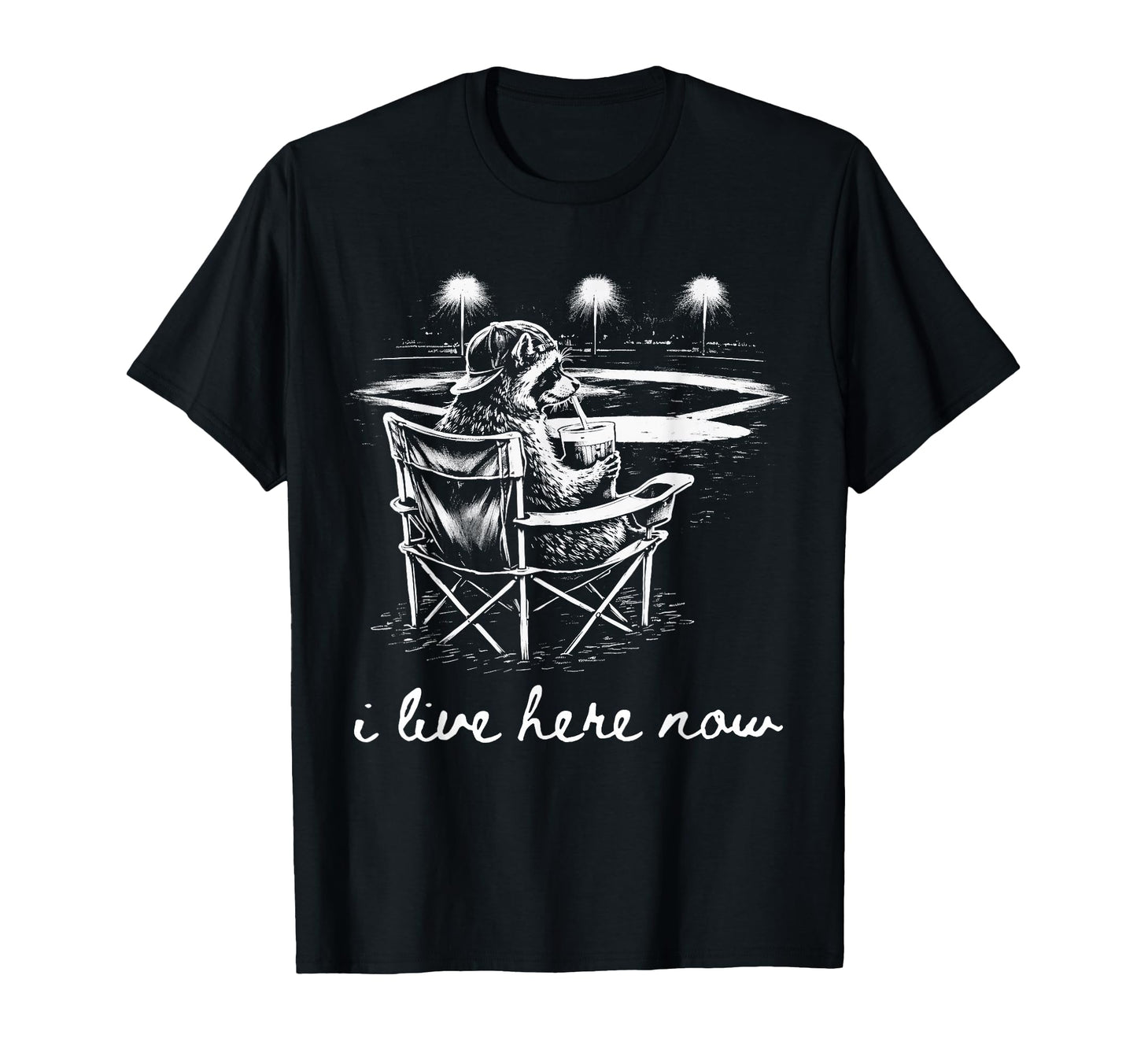 Raccoon Ballfield Baseball Field I Live T-Shirt - Minimalist Print Unisex - T-Shirt, Sweatshirt, Hoodie