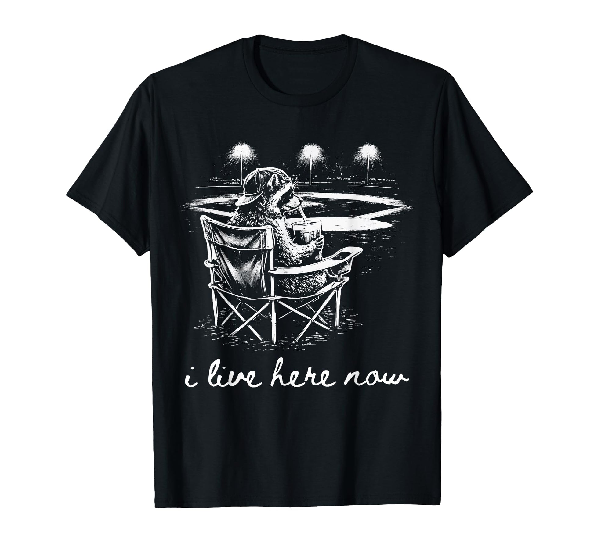 Raccoon Ballfield Baseball Field I Live T-Shirt - Minimalist Print Unisex - T-Shirt, Sweatshirt, Hoodie