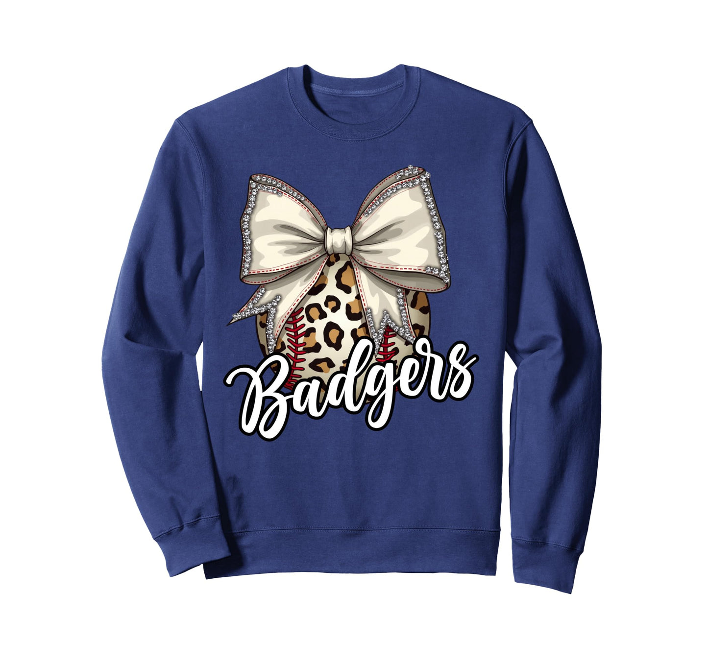 Badgers Baseball Mom Leopard Sweatshirt - Fun Novelty Design Unisex - T-Shirt, Sweatshirt, Hoodie
