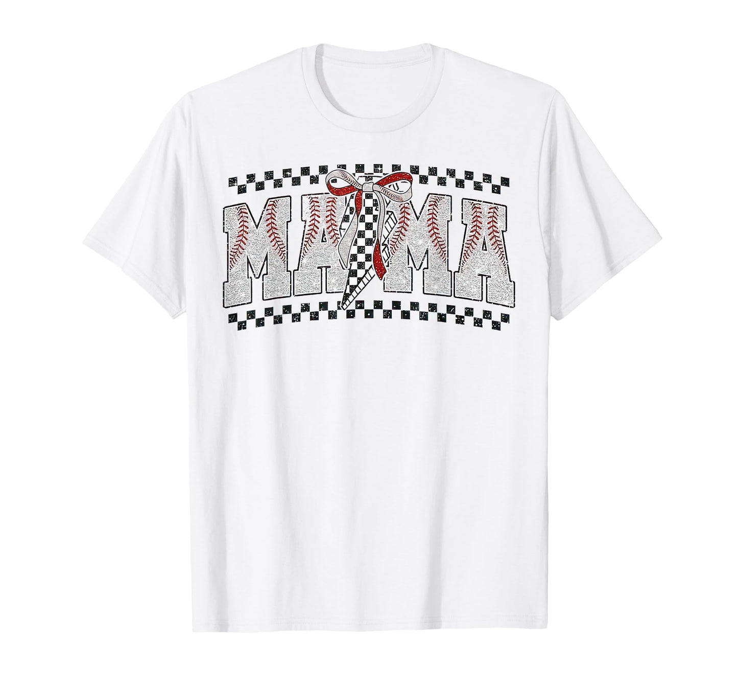 Baseball Mama Checkered Funny T-Shirt - Streetwear Style for Adults - T-Shirt, Sweatshirt, Hoodie