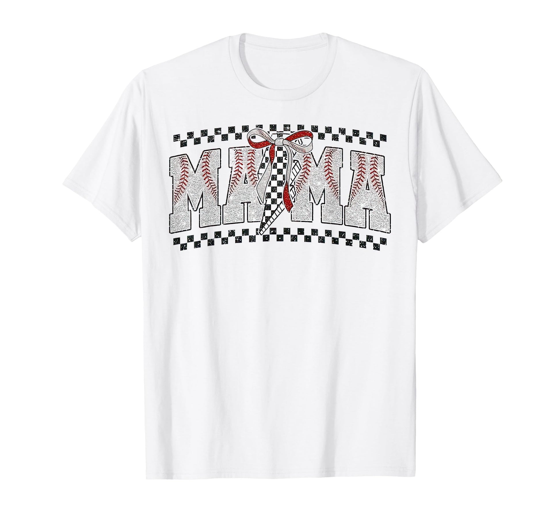 Baseball Mama Checkered Funny T-Shirt - Streetwear Style for Adults - T-Shirt, Sweatshirt, Hoodie