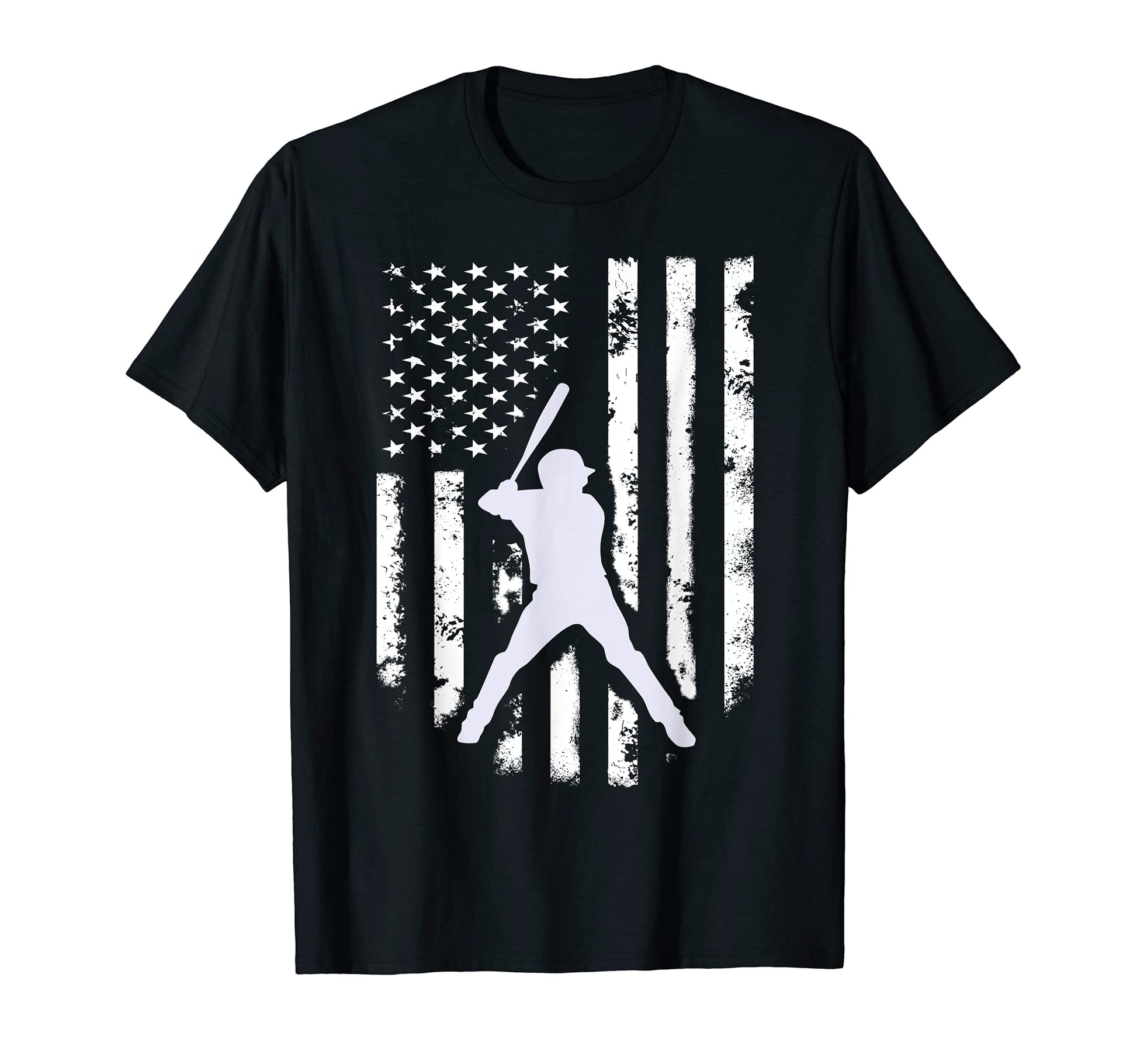 Distressed American Flag Baseball T-Shirt - Fun Novelty Design Unisex - T-Shirt, Sweatshirt, Hoodie