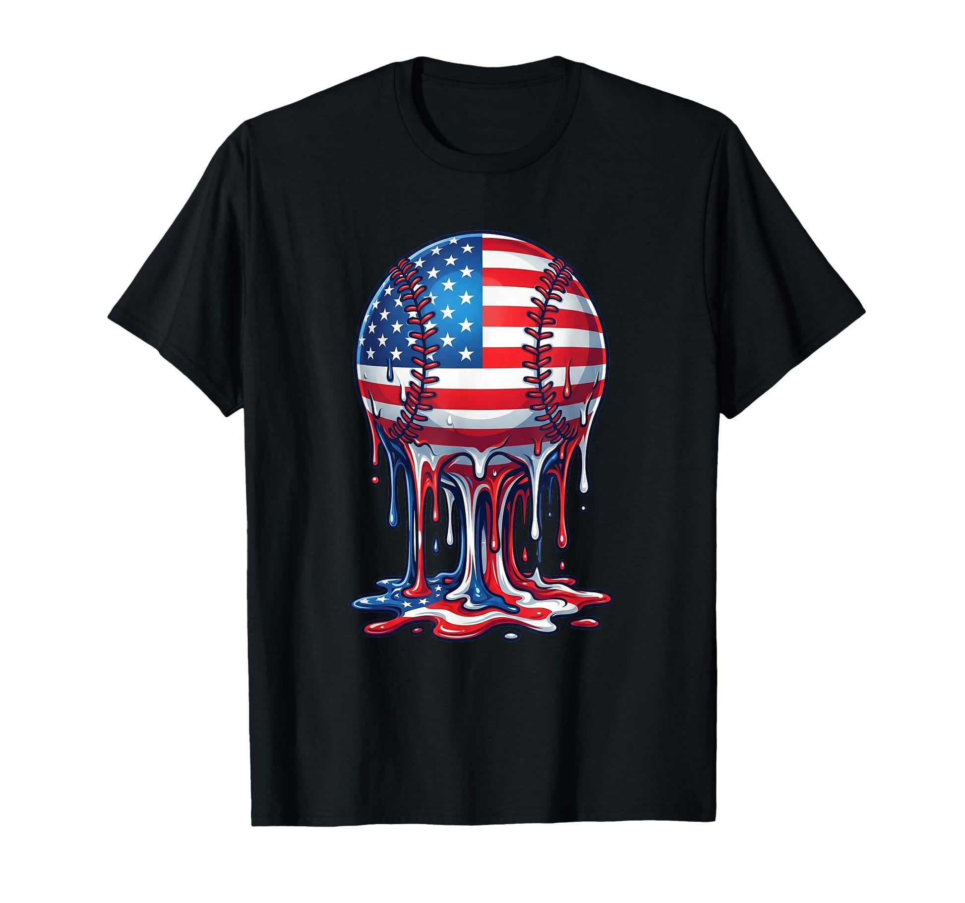 Drip Baseball 4Th July Usa American T-Shirt - Unique Graphic for Adults - T-Shirt, Sweatshirt, Hoodie