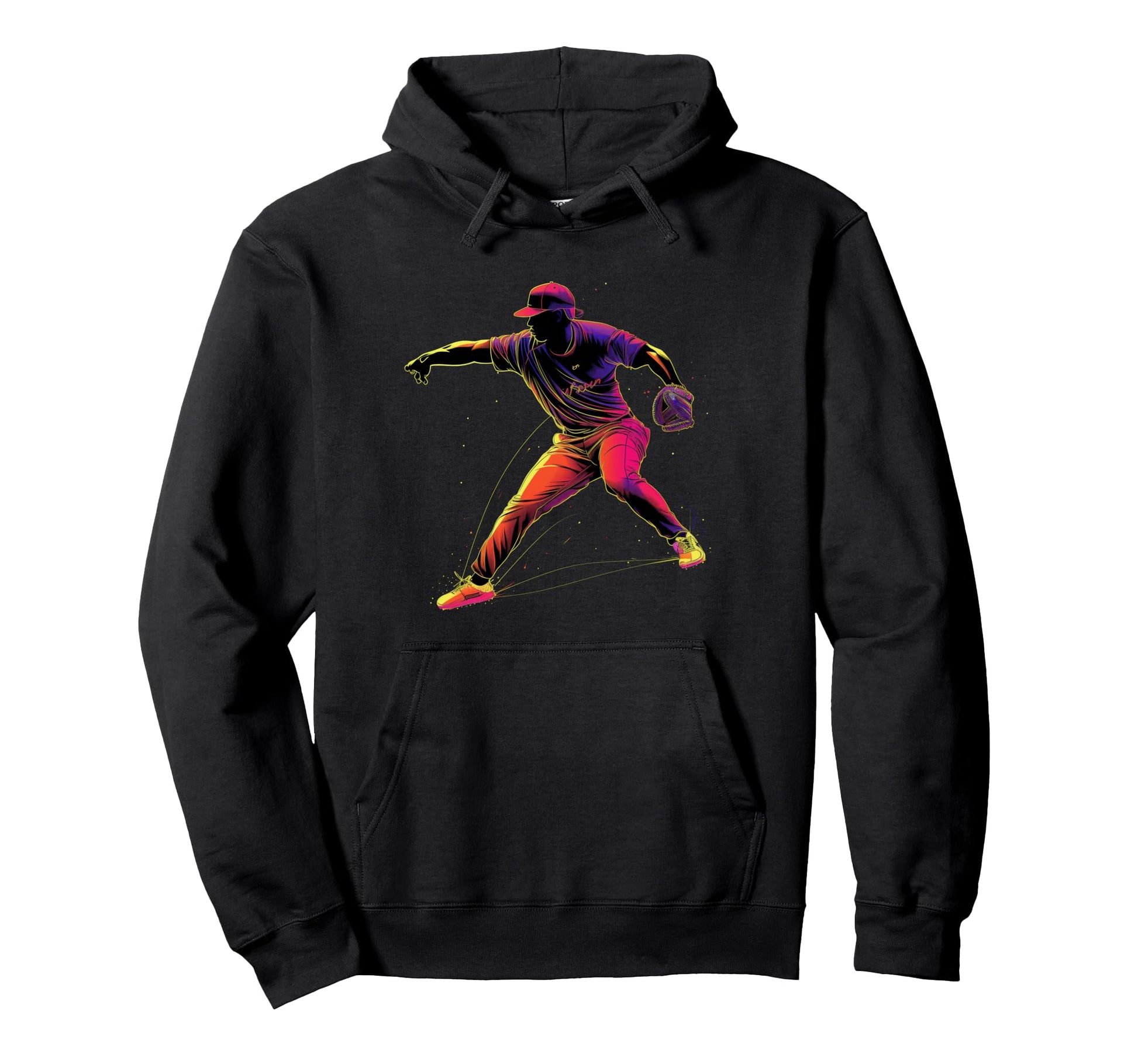 Baseballer Retrowave Artwork Baseball Hoodie - Custom Art Print Unisex - T-Shirt, Sweatshirt, Hoodie