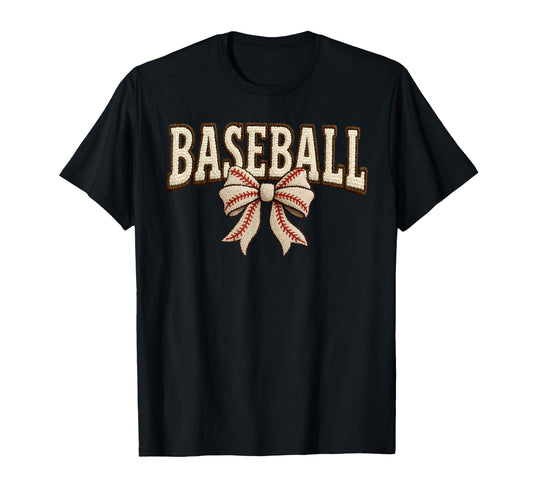 Baseball Coquette Bow Crochet Game Day T-Shirt - Unique Graphic Men Women - T-Shirt, Sweatshirt, Hoodie