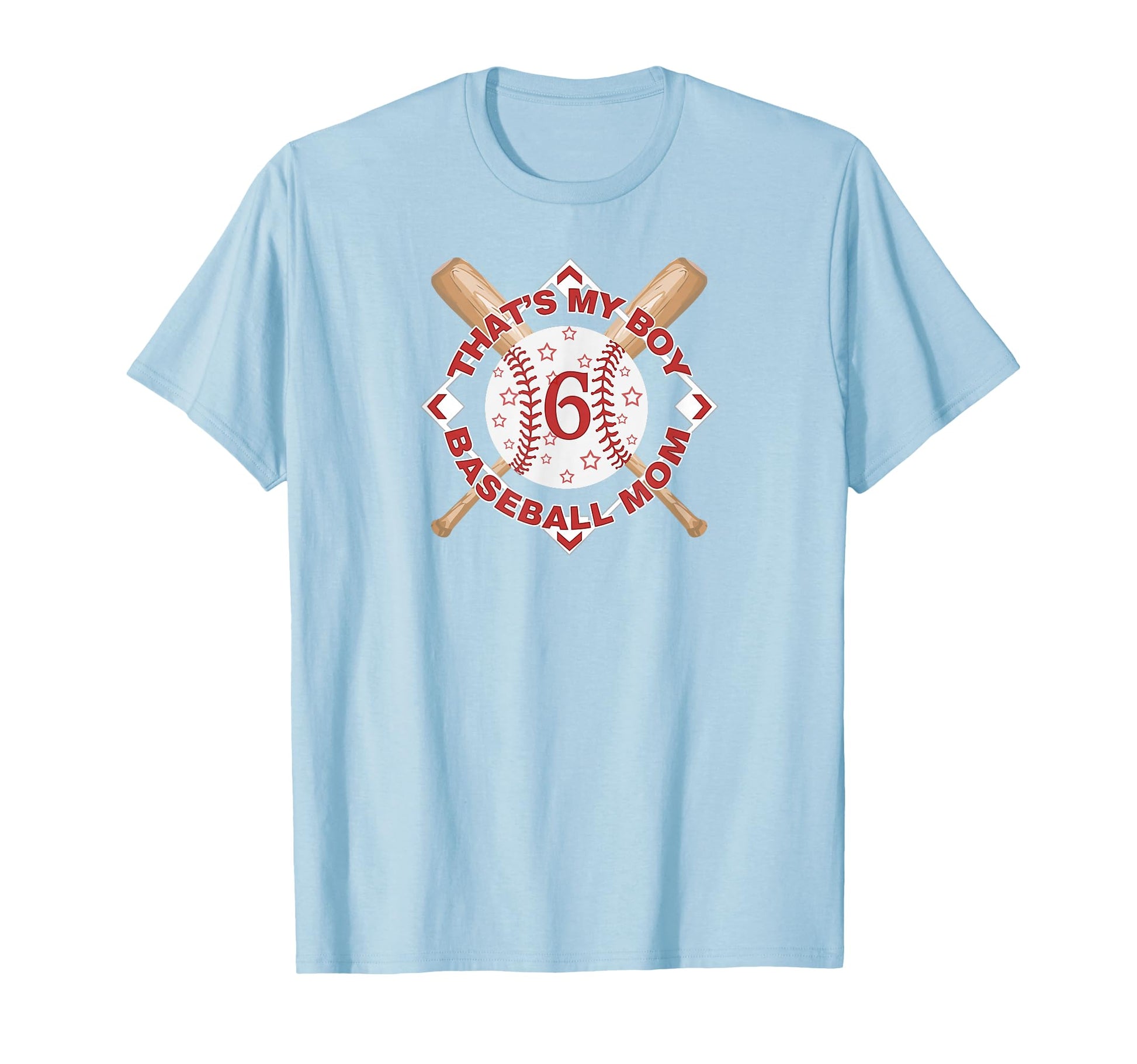 Thats My 6 Baseball Mom Love Heart T-Shirt - Unique Graphic for Adults - T-Shirt, Sweatshirt, Hoodie