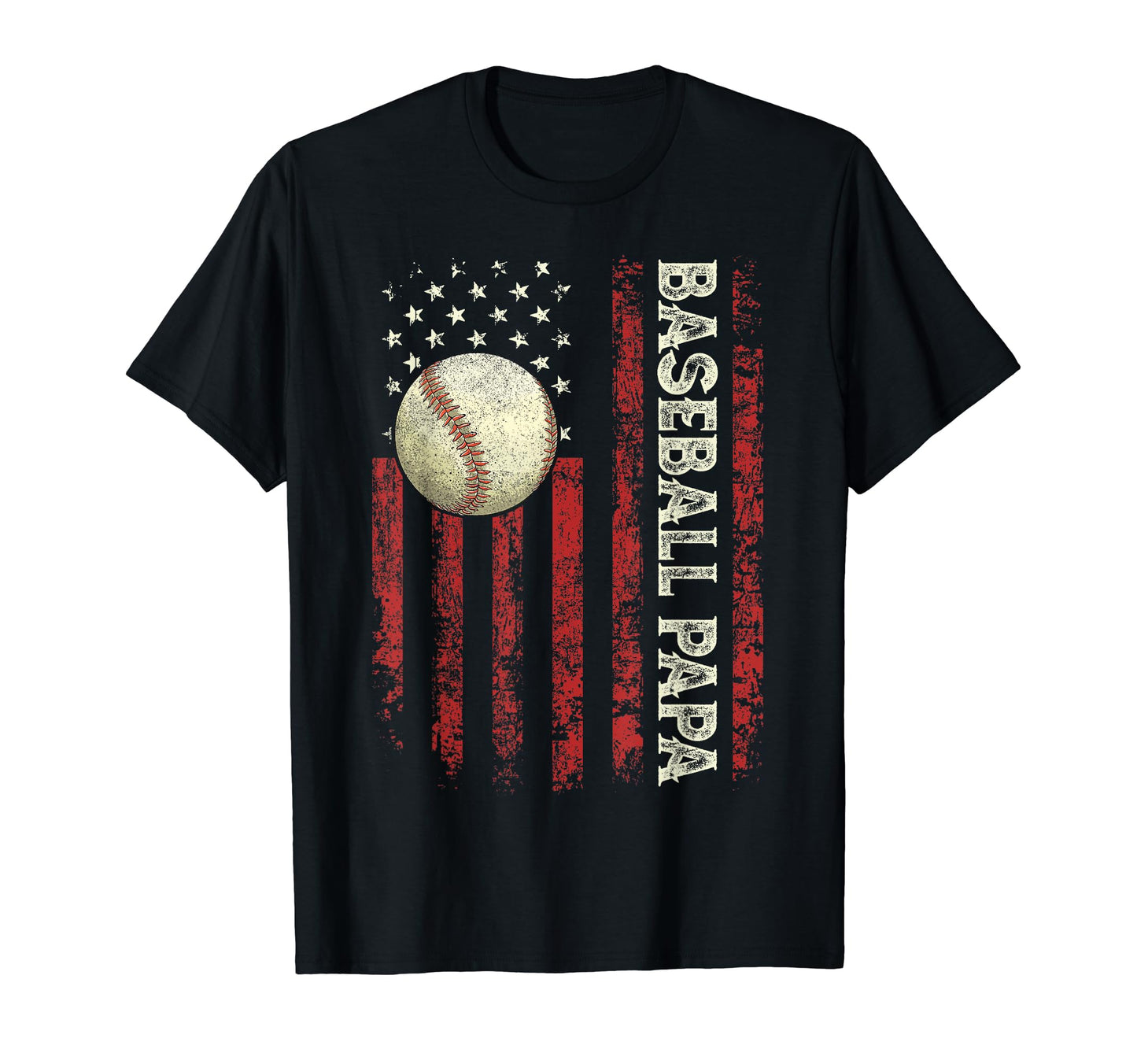 Fathers Day Baseball Papa Usa Flag Gifts T-Shirt - Unique Graphic Unisex - T-Shirt, Sweatshirt, Hoodie