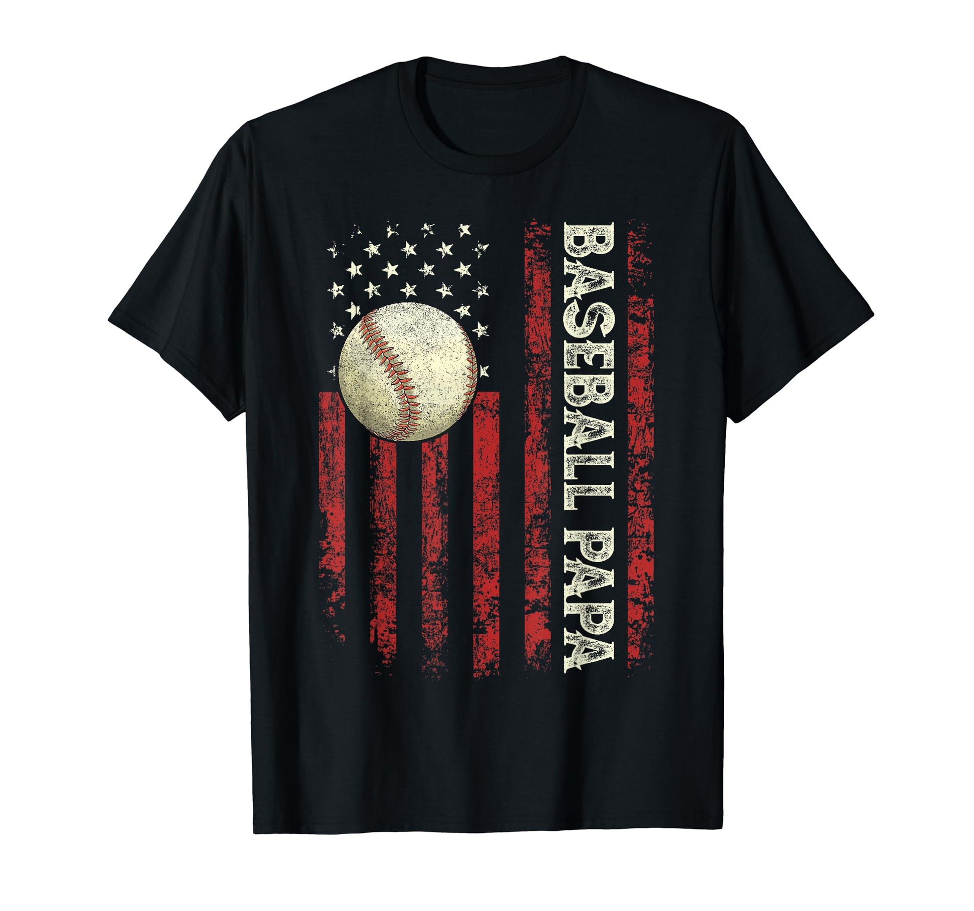 Fathers Day Baseball Papa Usa Flag Gifts T-Shirt - Unique Graphic Unisex - T-Shirt, Sweatshirt, Hoodie