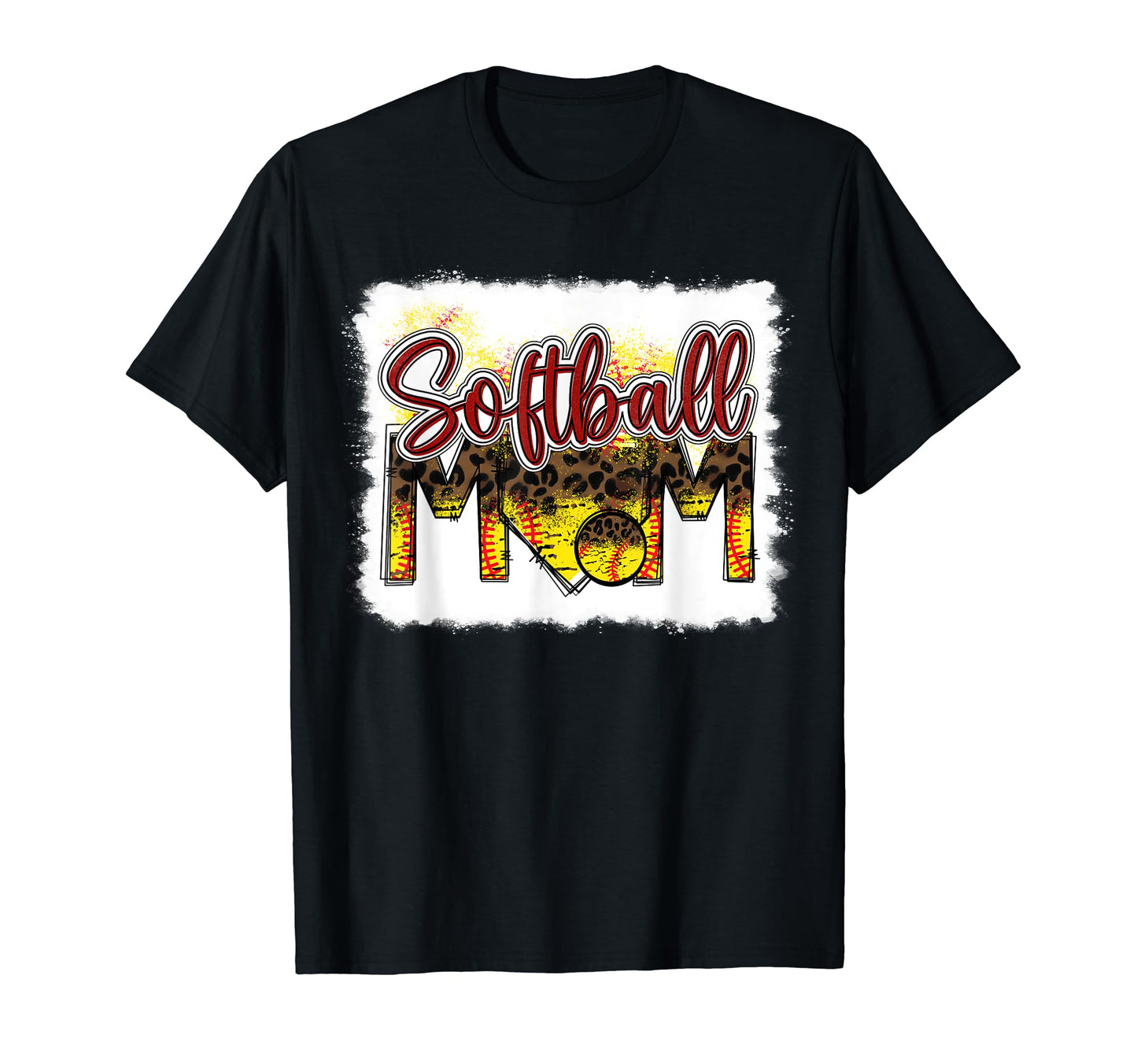 Bleached Softball Mom Leopard T-Shirt - Casual Everyday Wear for Adults - T-Shirt, Sweatshirt, Hoodie