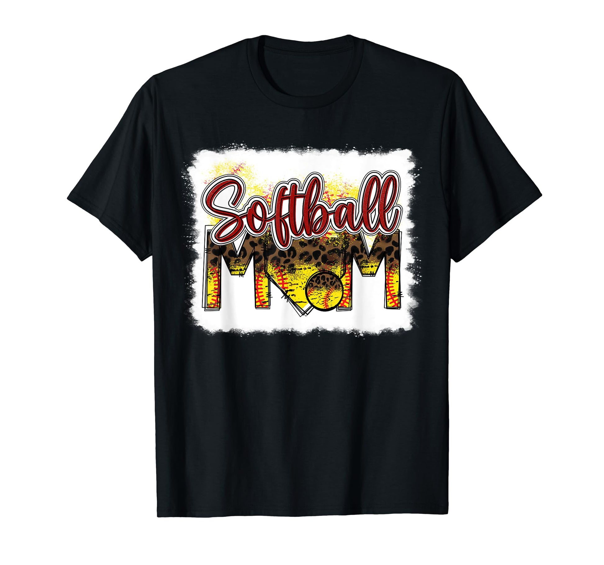 Bleached Softball Mom Leopard T-Shirt - Casual Everyday Wear for Adults - T-Shirt, Sweatshirt, Hoodie